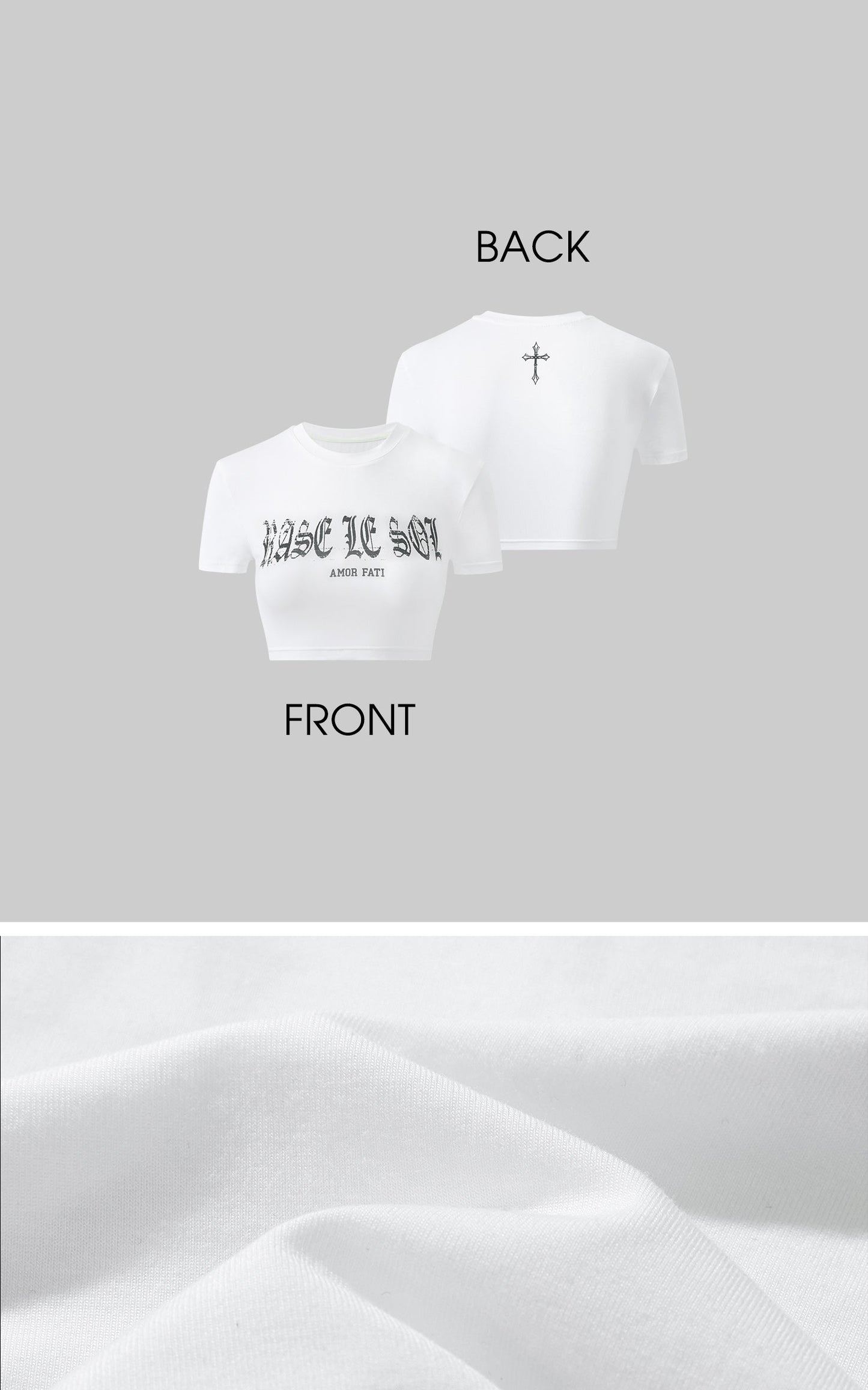 Gothic Print Cropped White Tee