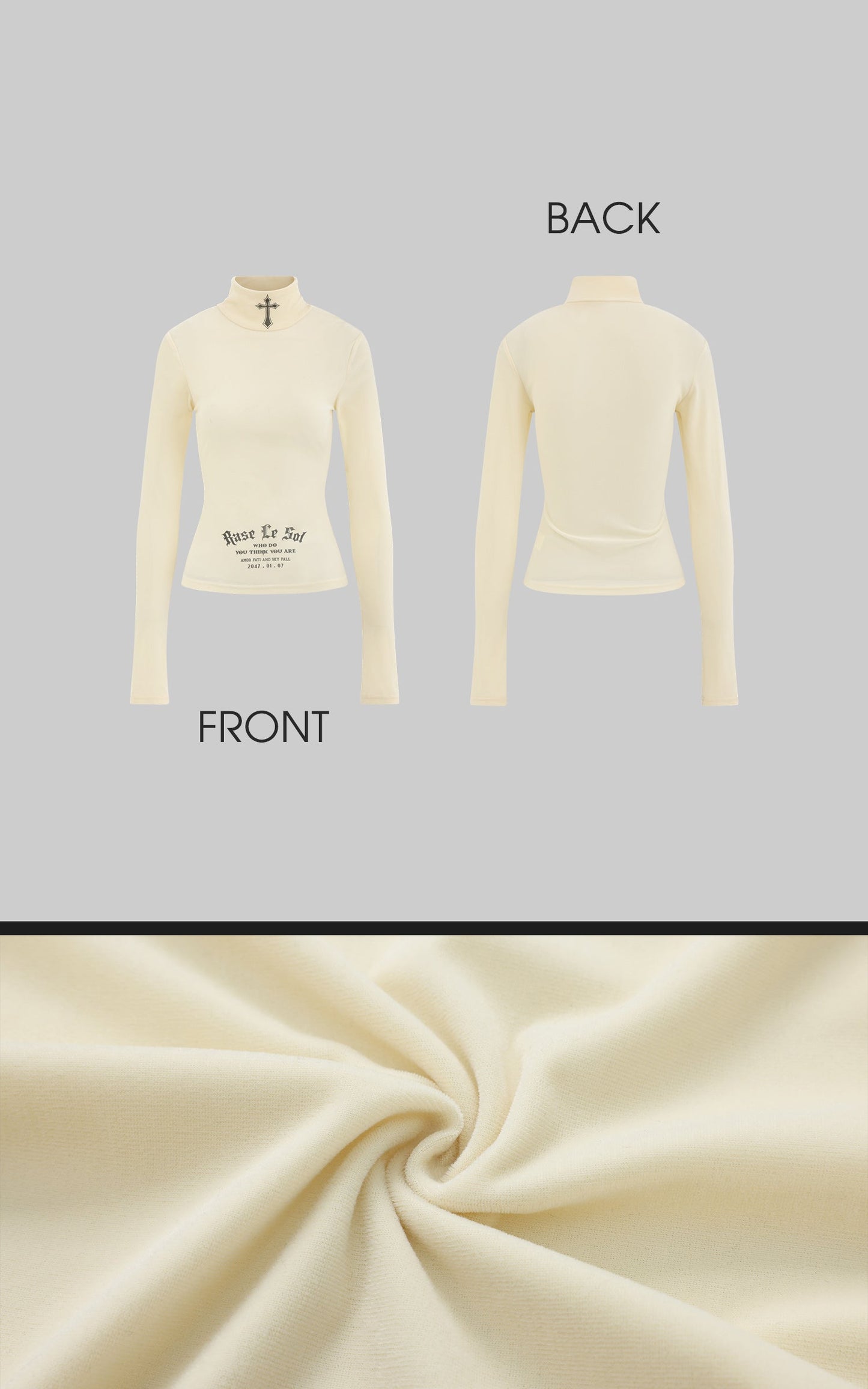 High-Neck Printed Long-Sleeve Top