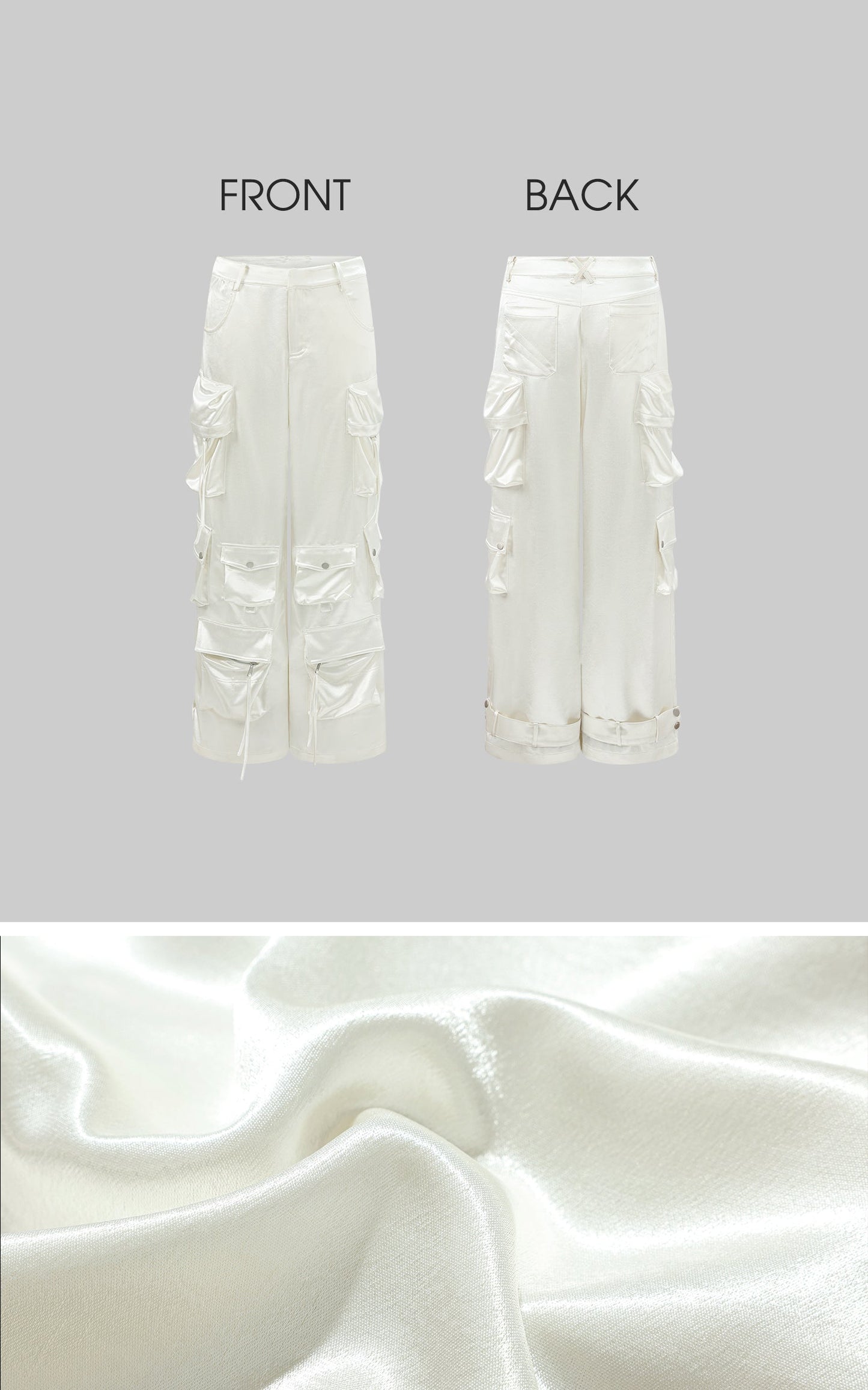 Satin Multi-Pocket Cargo Pants