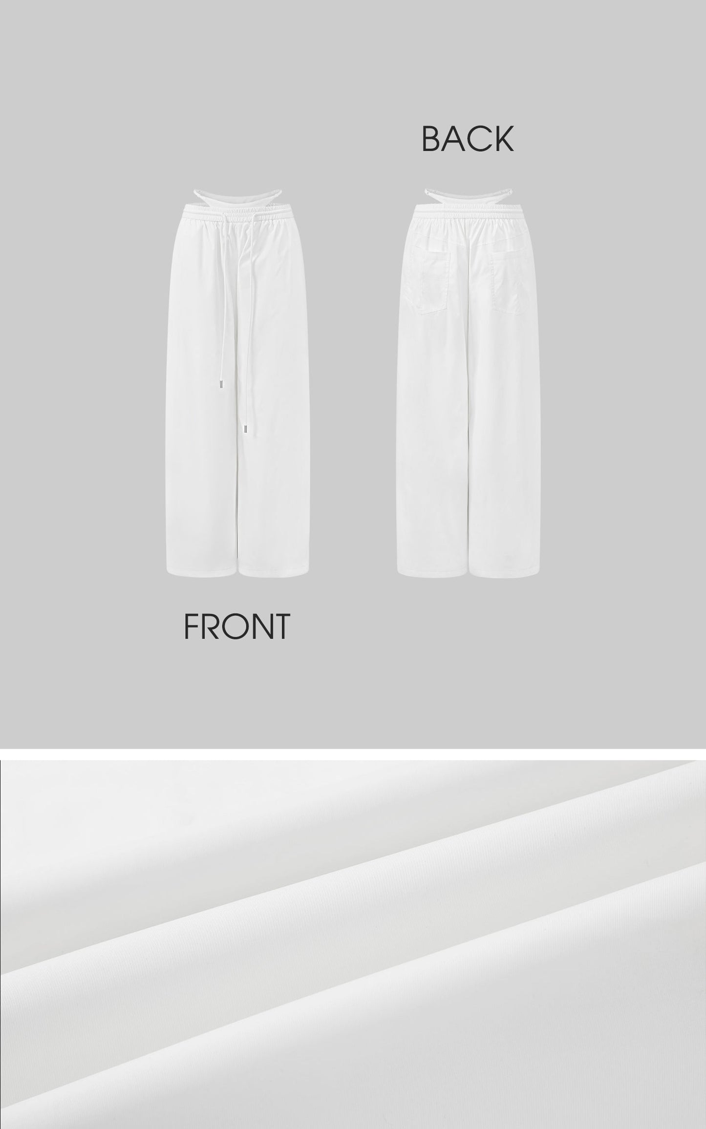 Deconstructed Double-Waistband White Cargo Trousers