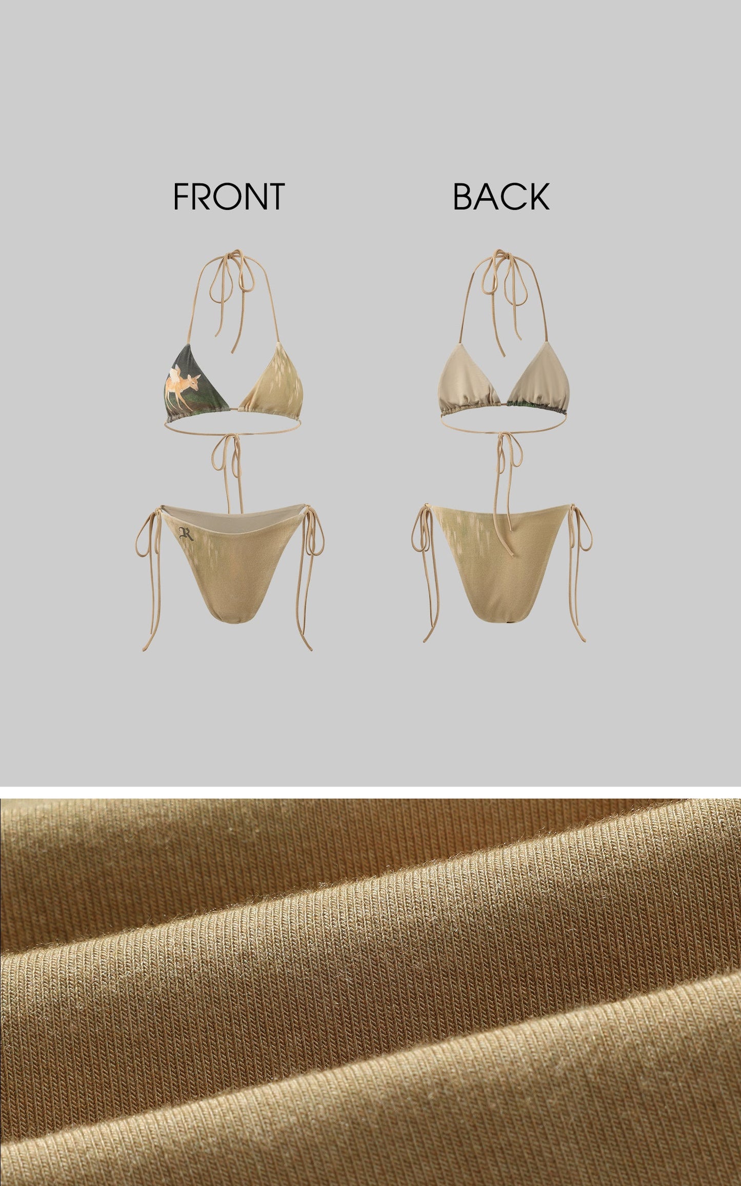 Fawn Mirage Printed Tie Bikini Set