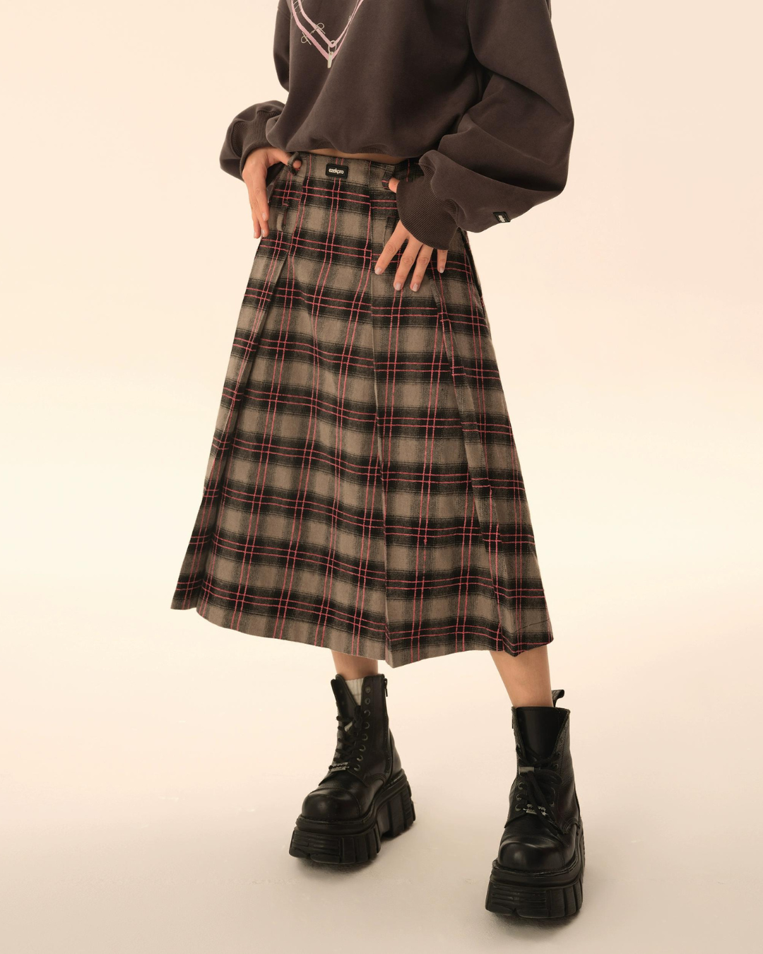 Big Plaid Long Skirt