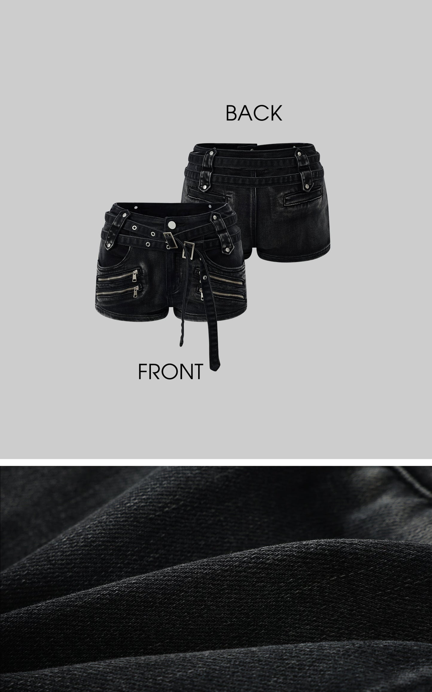 Multi-Belt Deconstructed Utility Denim Shorts