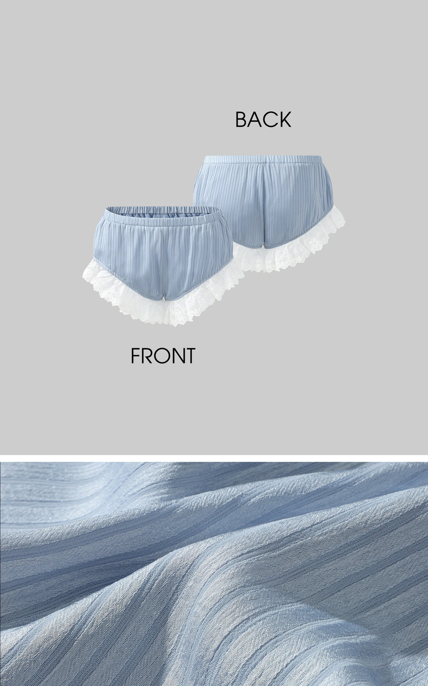 Lace Trim Lantern Sleeve Top & Shorts Set