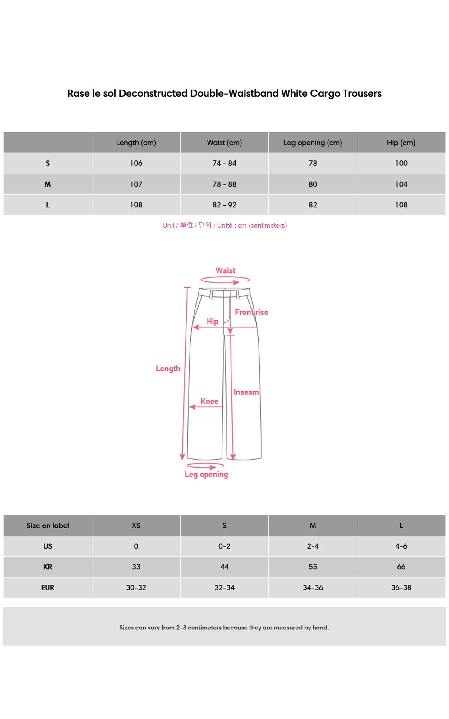 Deconstructed Double-Waistband White Cargo Trousers