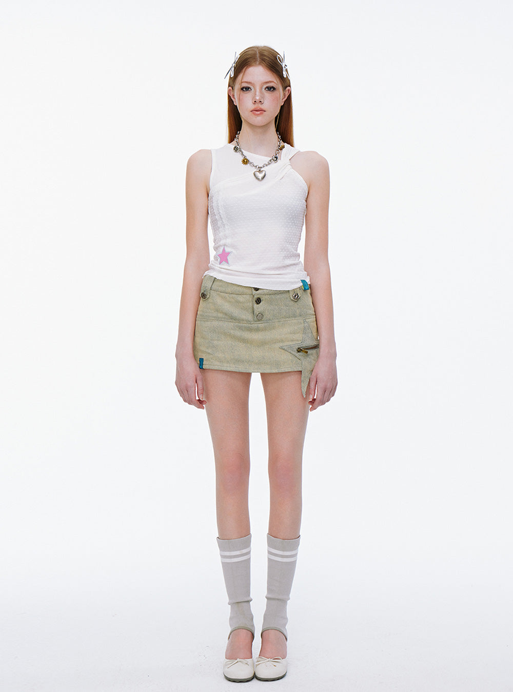Star Patch Denim Skirt