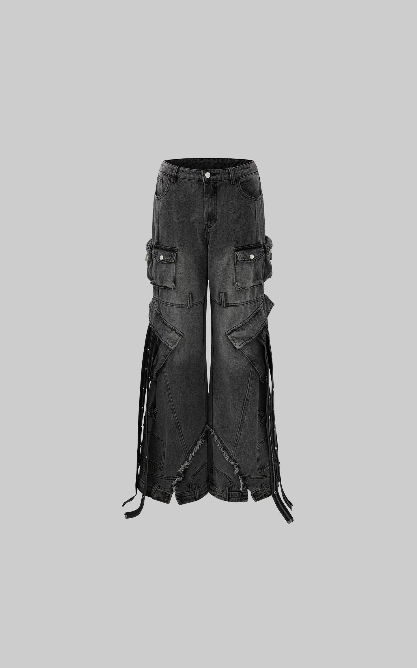 Deconstructed Cargo Pants with Strap Detailing