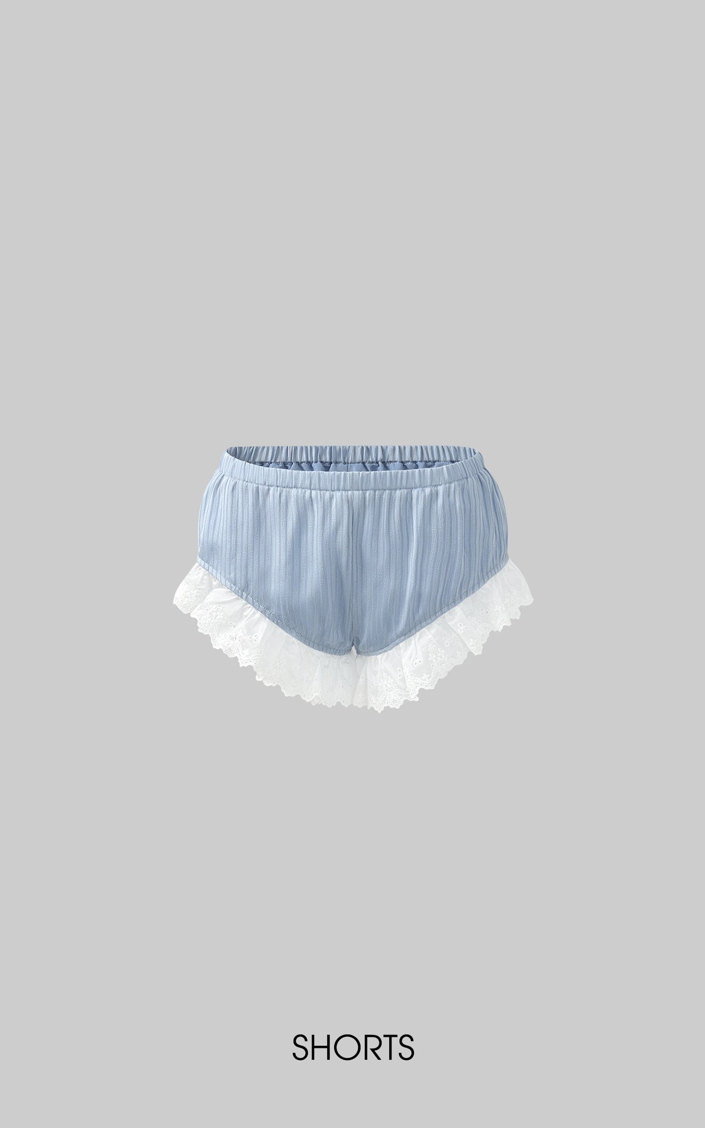 Lace Trim Lantern Sleeve Top & Shorts Set