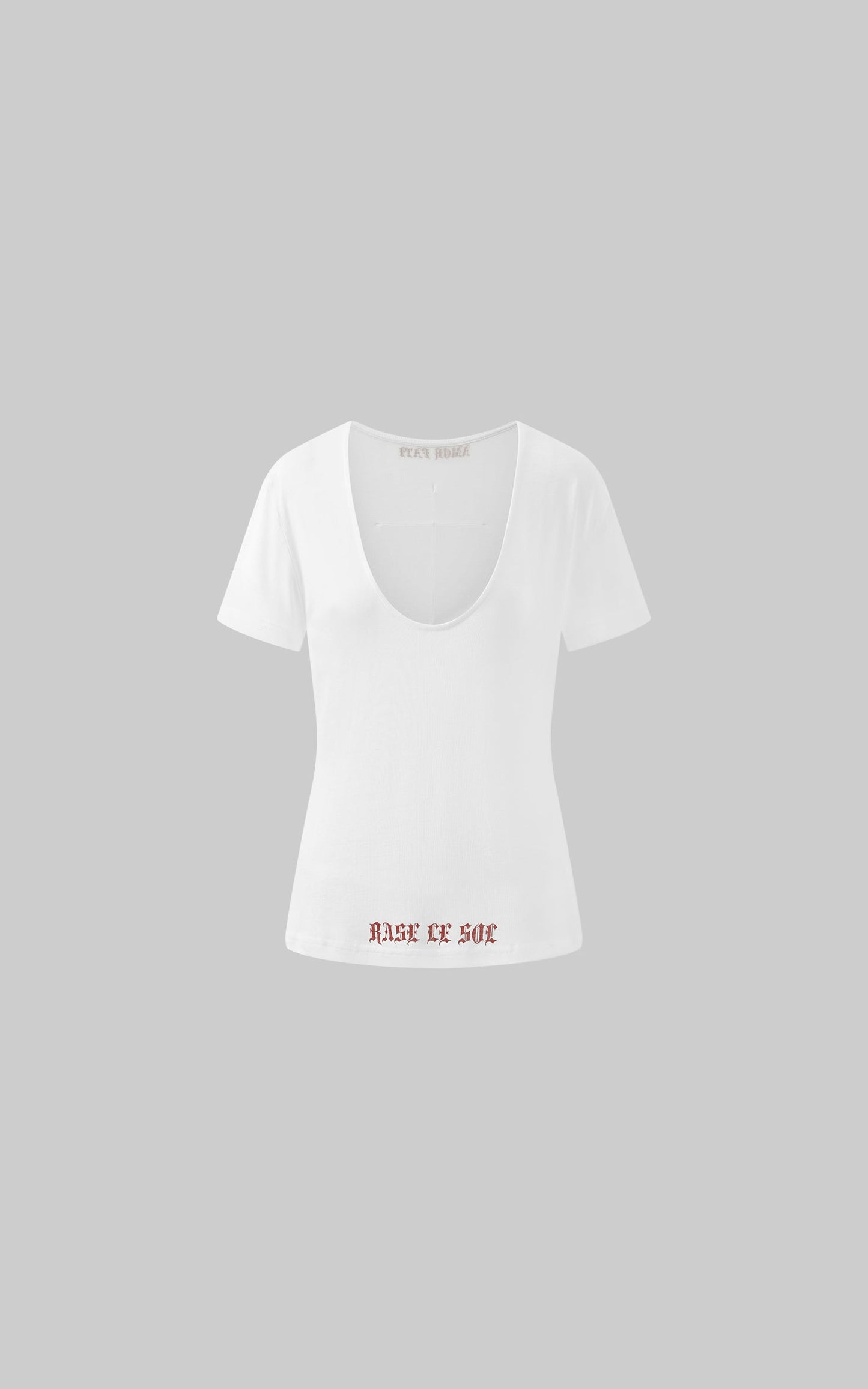 Deep V Cross-Stitch Gothic Letter Tee