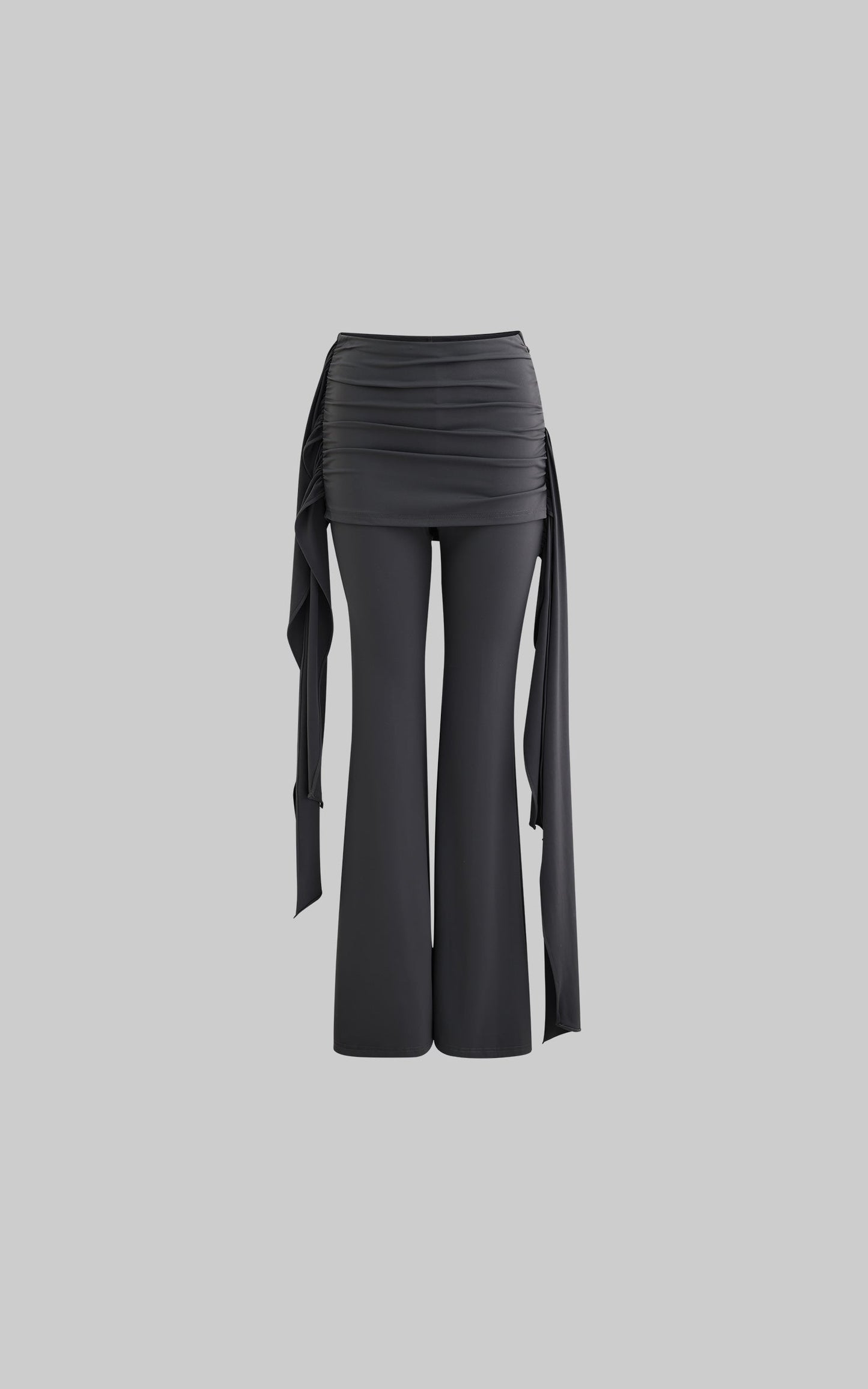 Gray Knot Detail High-Waisted Flared Pants
