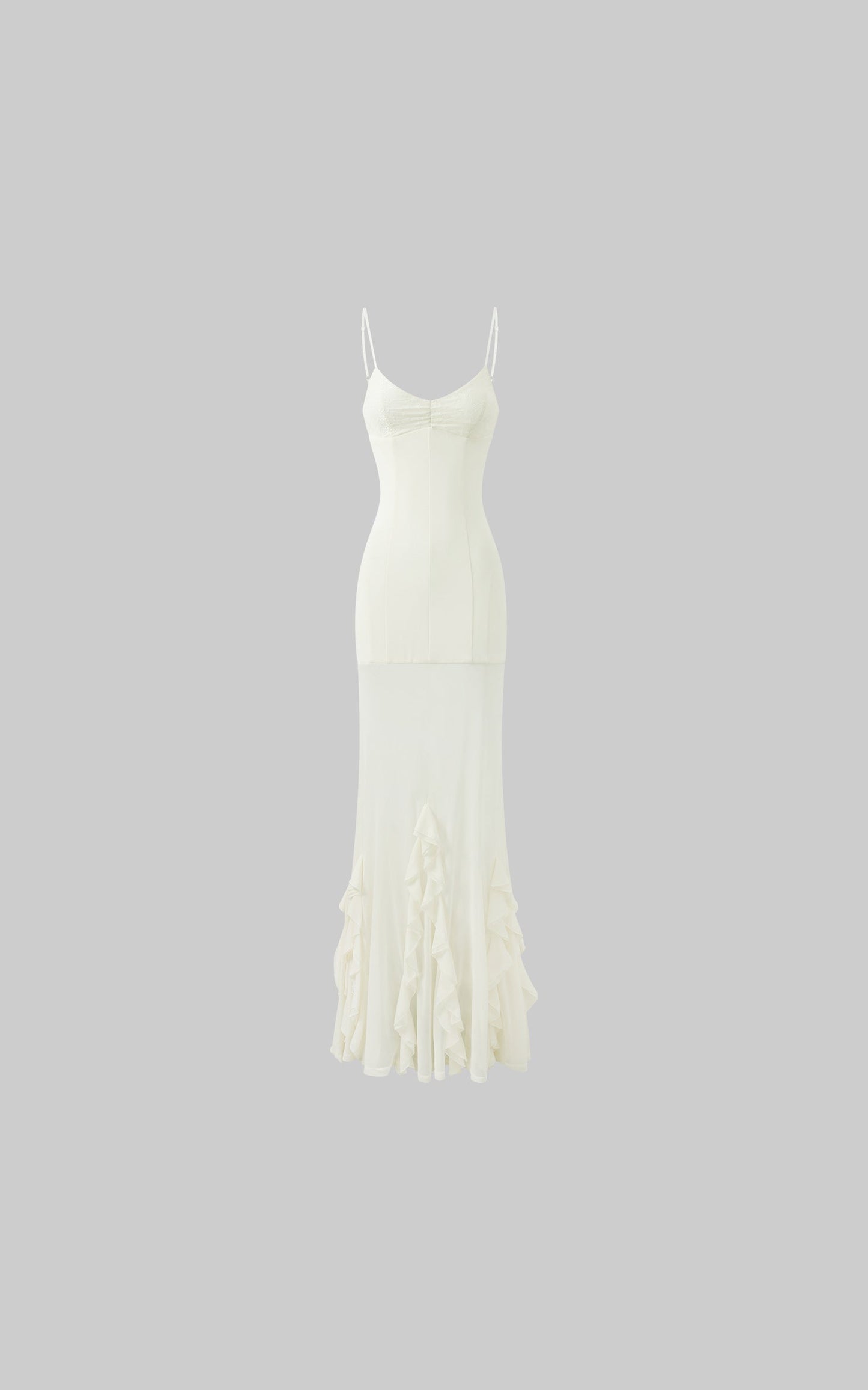 Lace Panelled Fitted Mermaid Gown
