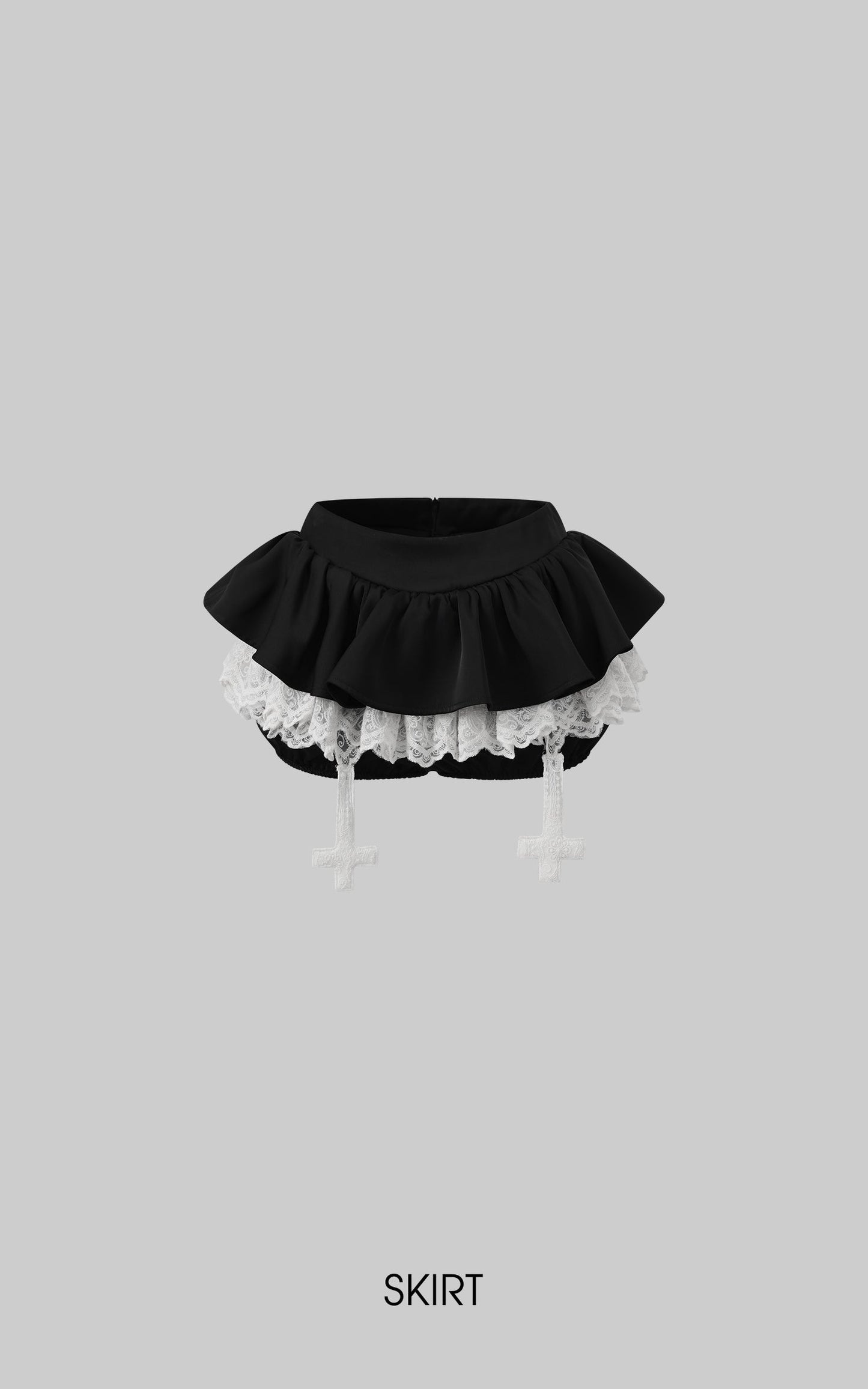 Lace-Trimmed Vest and Skirt Set with Cross Detail
