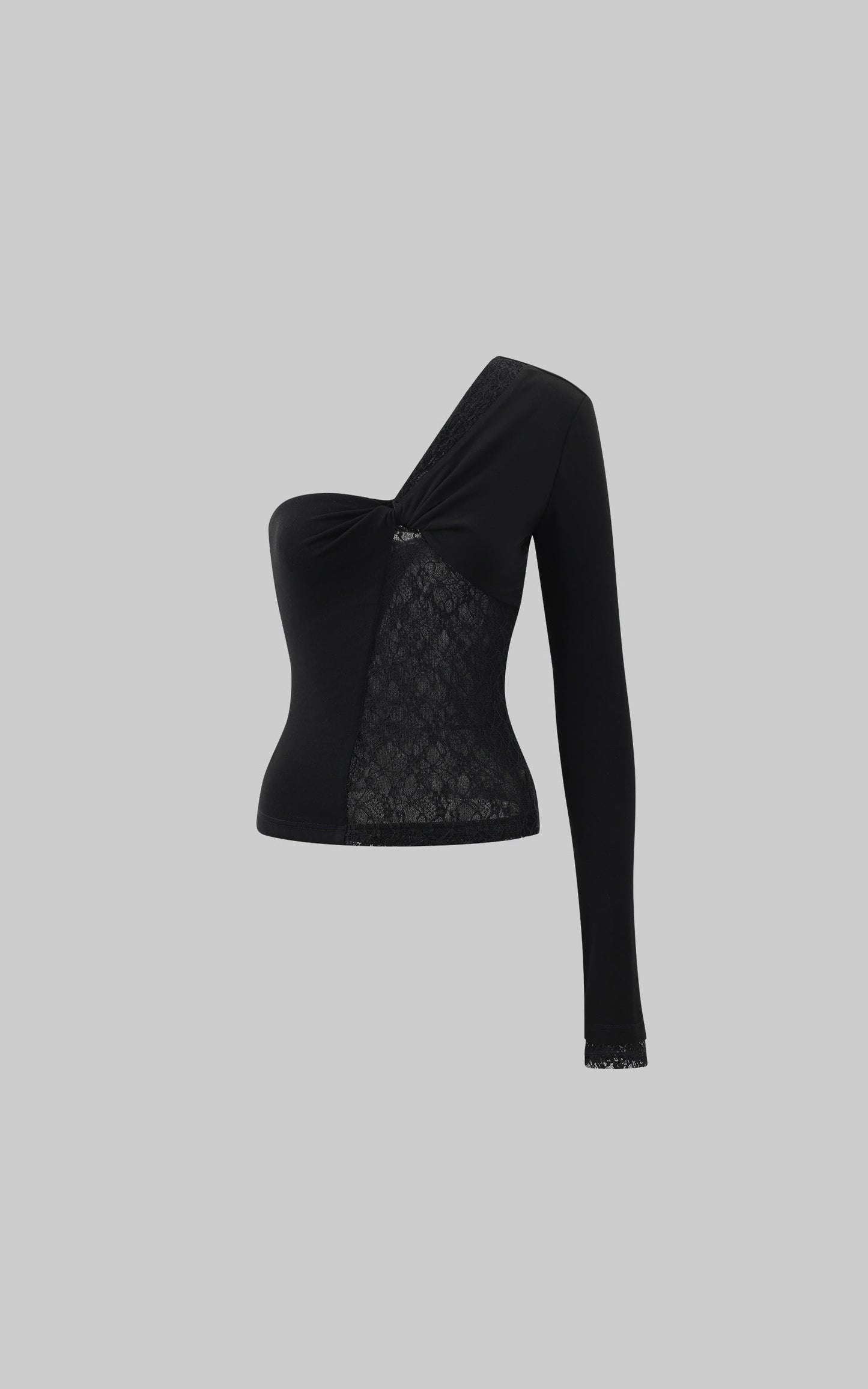Lace and Mesh Panel Off-Shoulder Top