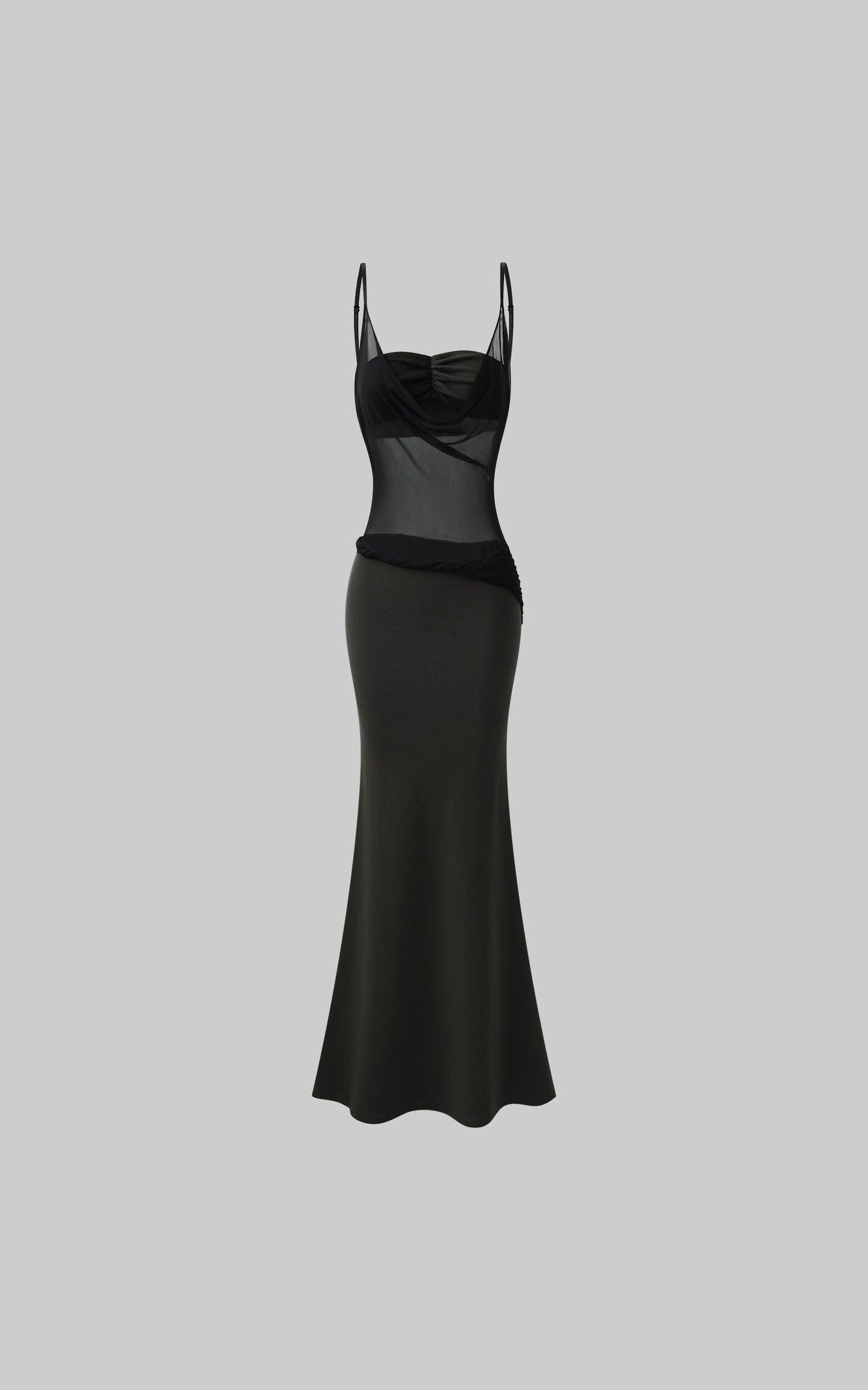 Sheer Panel Spliced Corset Maxi Dress
