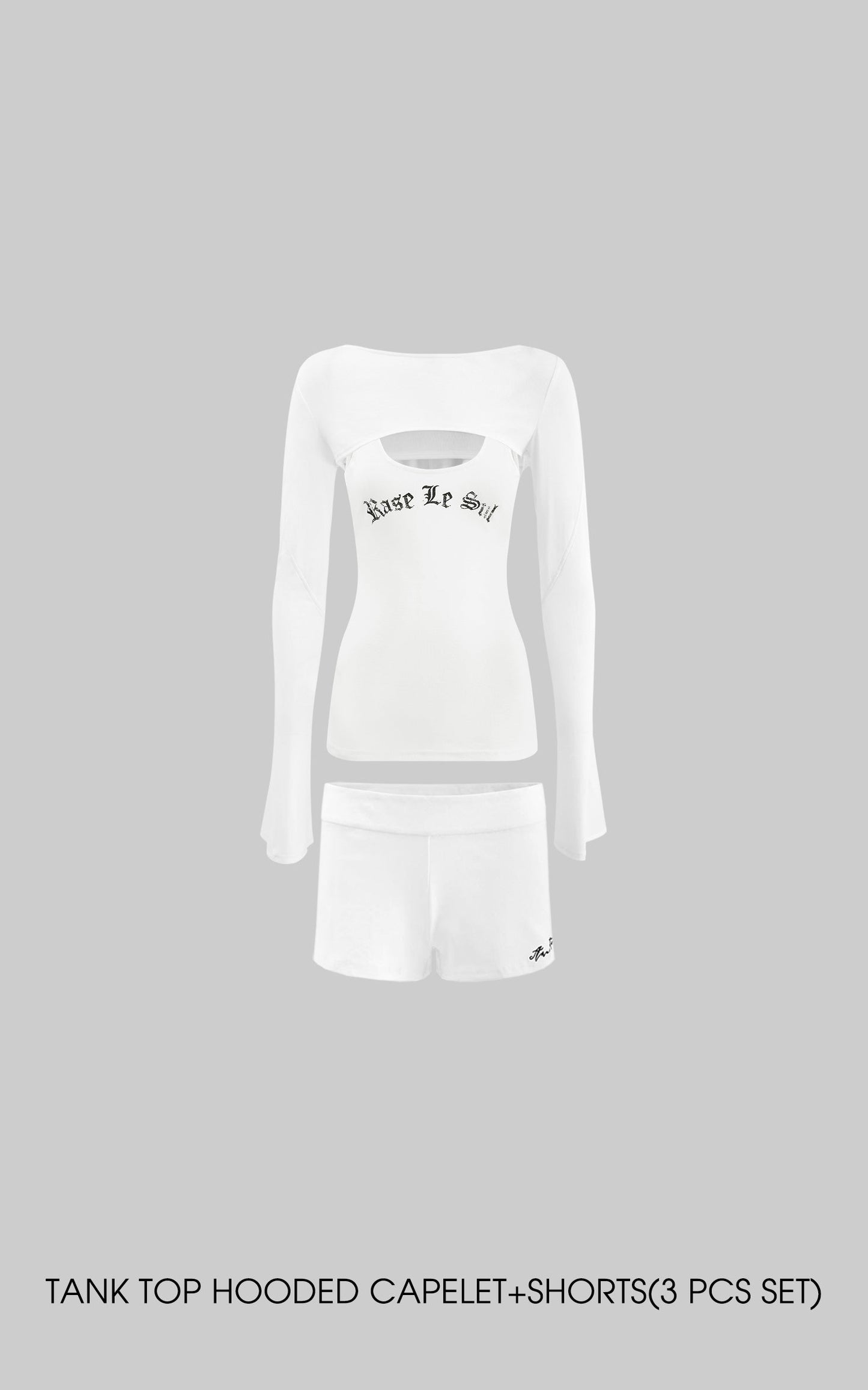 Tank Top + Hooded Capelet + Shorts Three-Piece Set