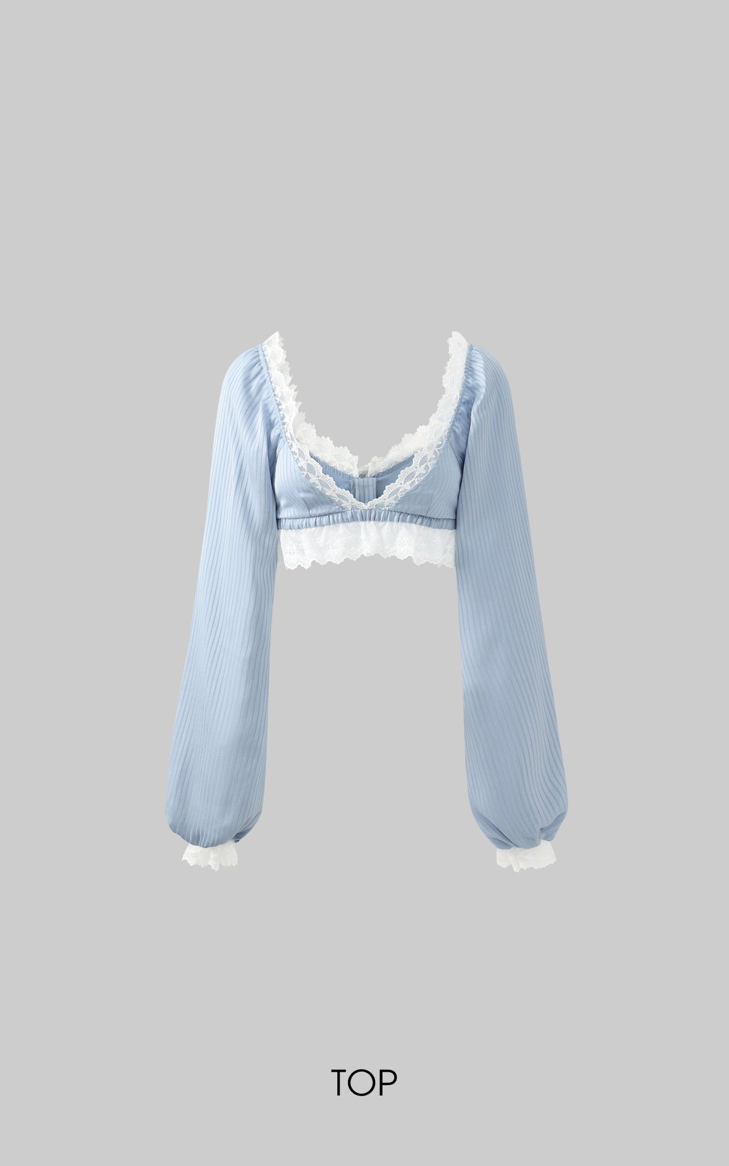Lace Trim Lantern Sleeve Top & Shorts Set