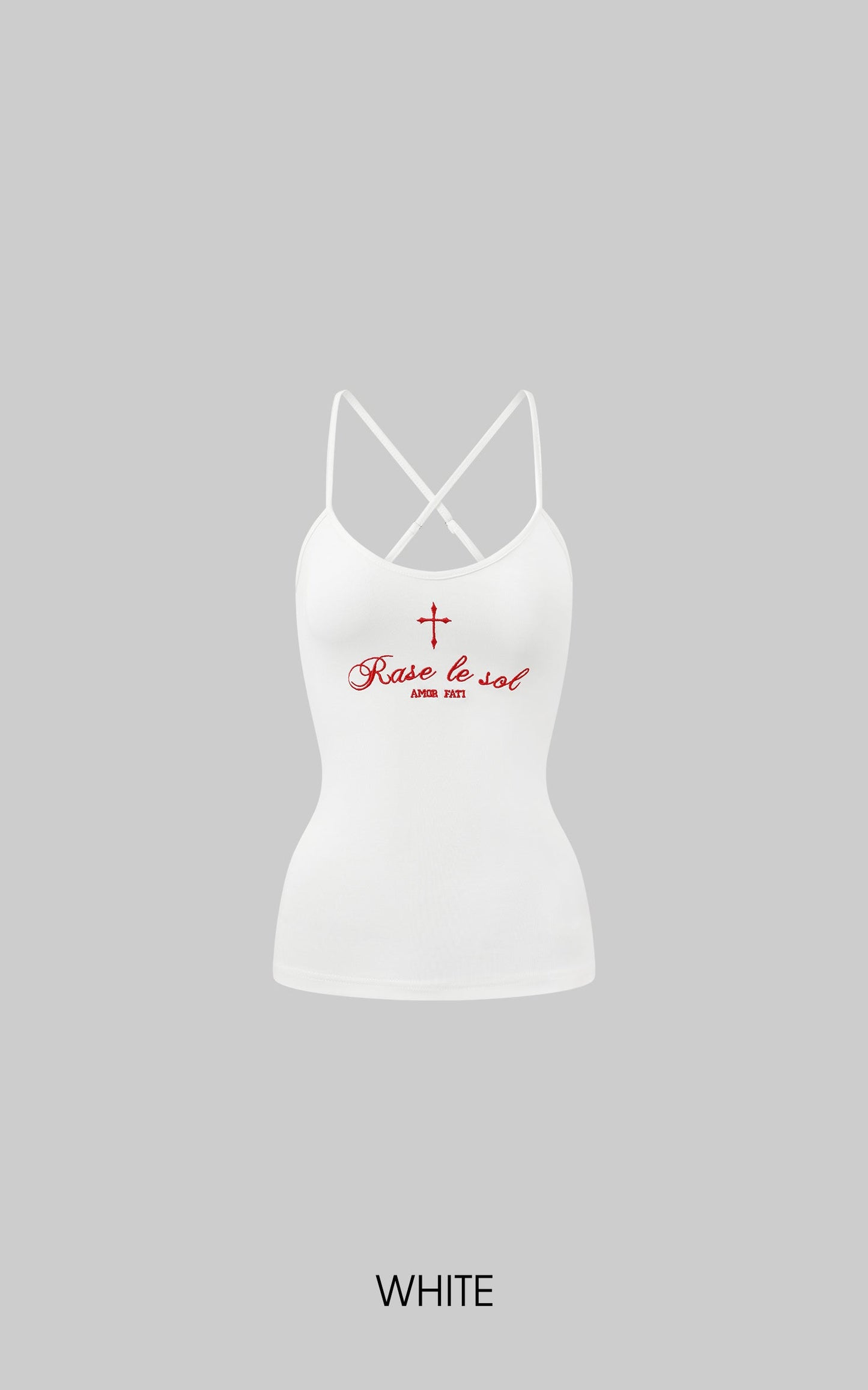 Embroidered Slogan Stretch Cami Top