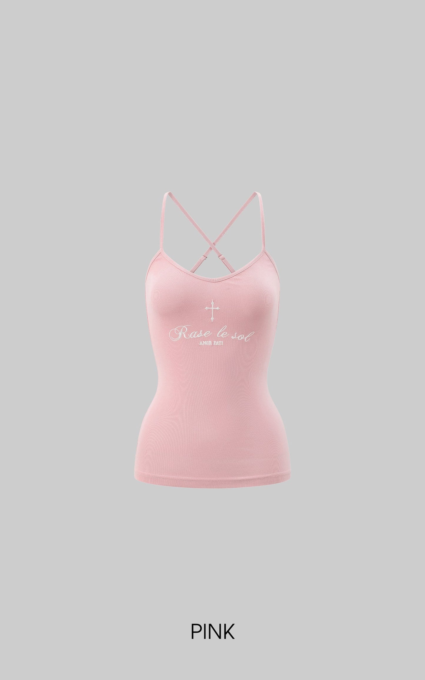 Embroidered Slogan Stretch Cami Top