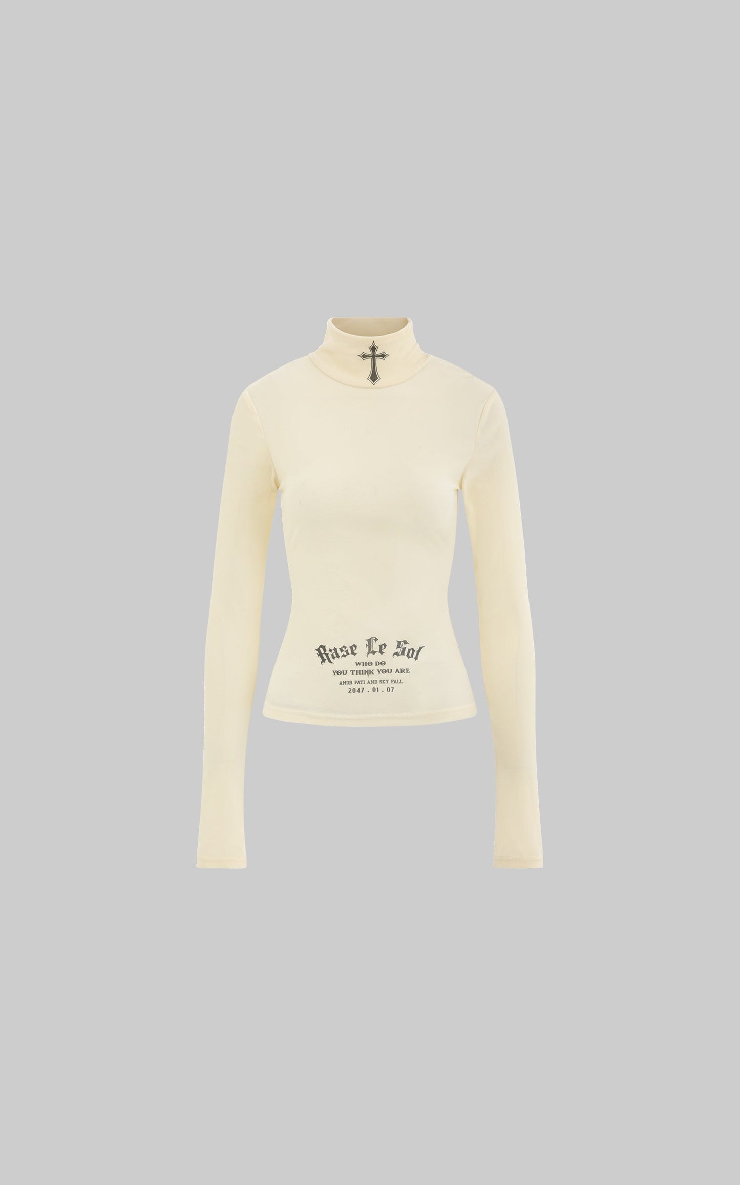 High-Neck Printed Long-Sleeve Top