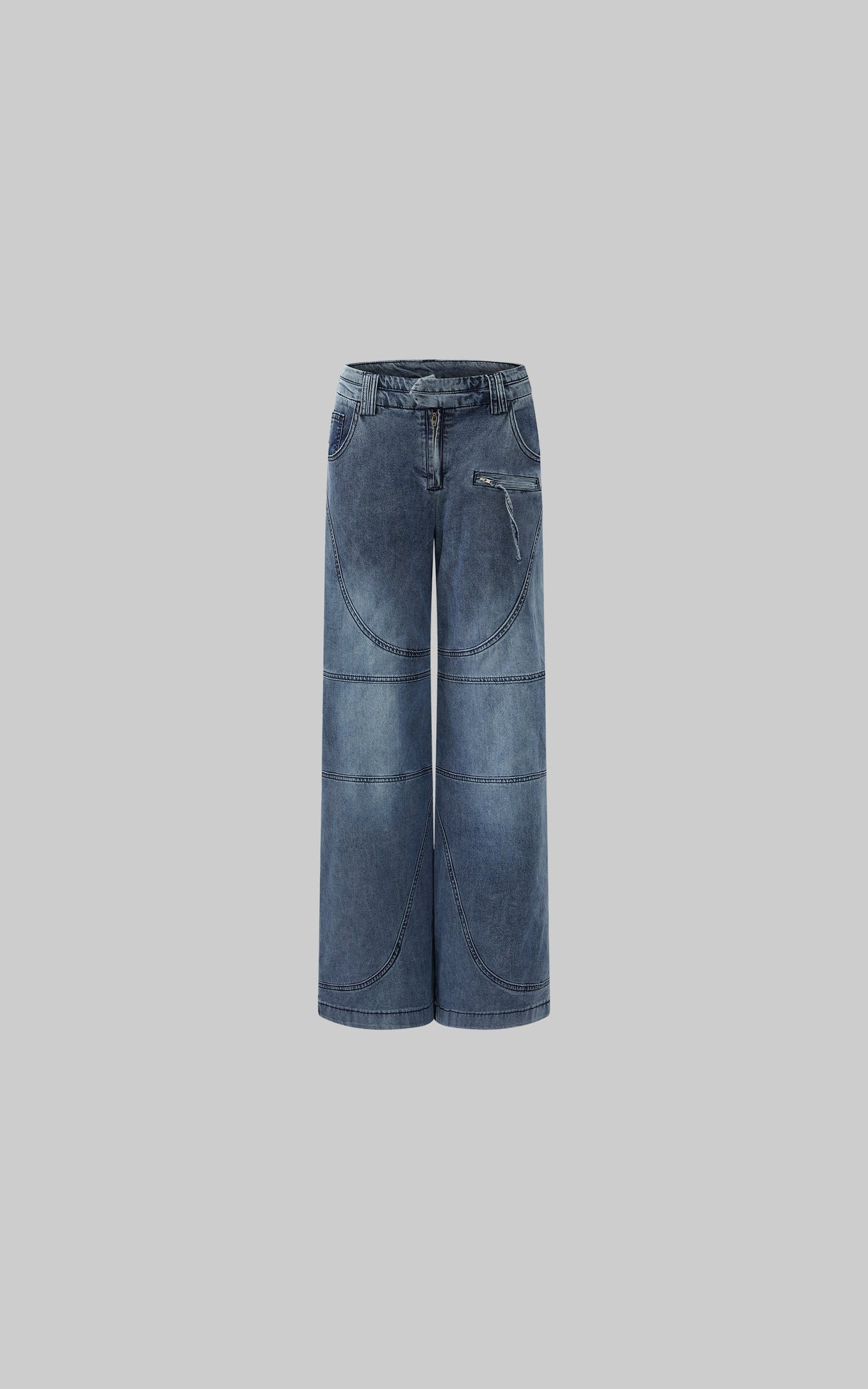 Deconstructed Paneled Straight-Leg Jeans