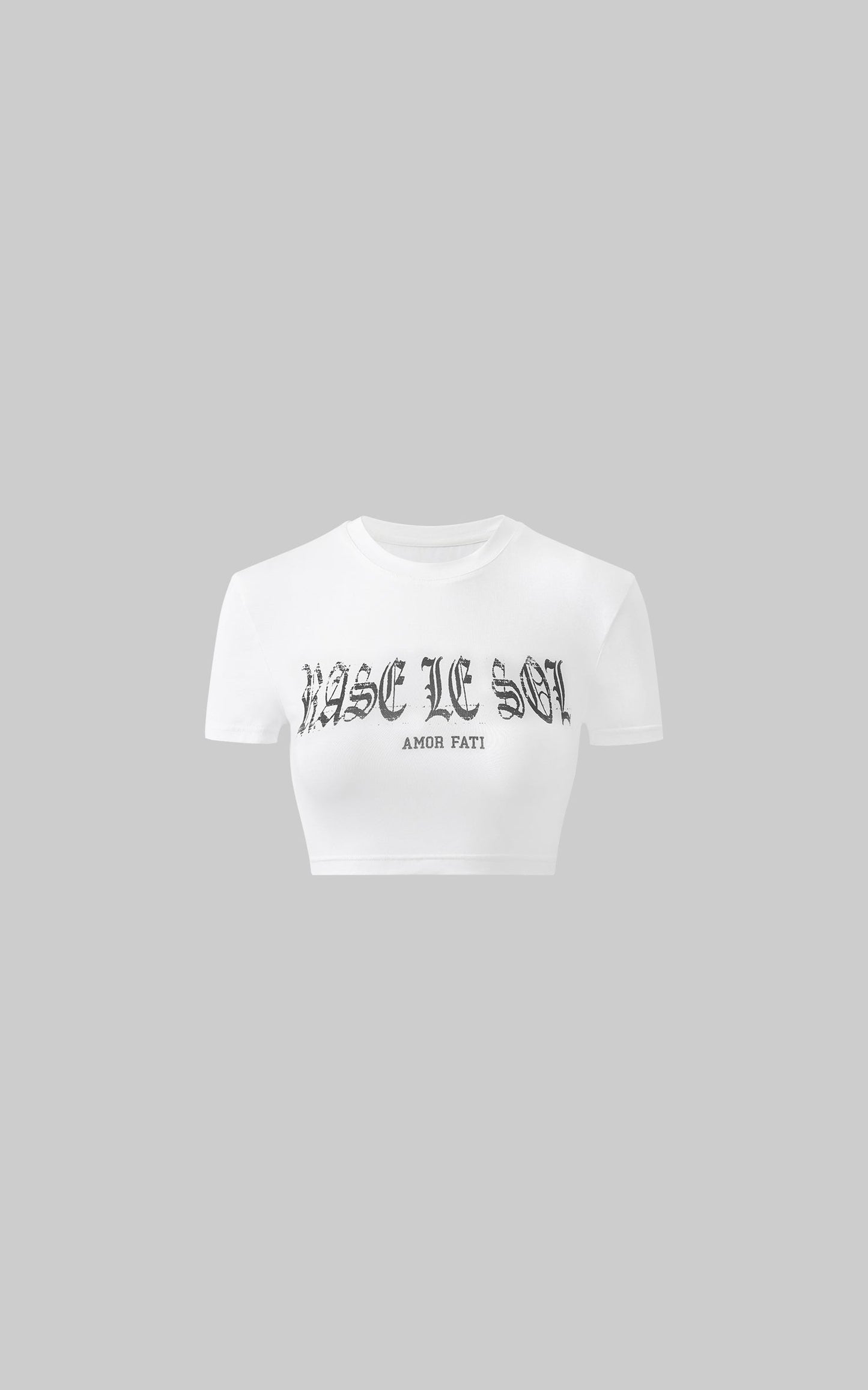 Gothic Print Cropped White Tee