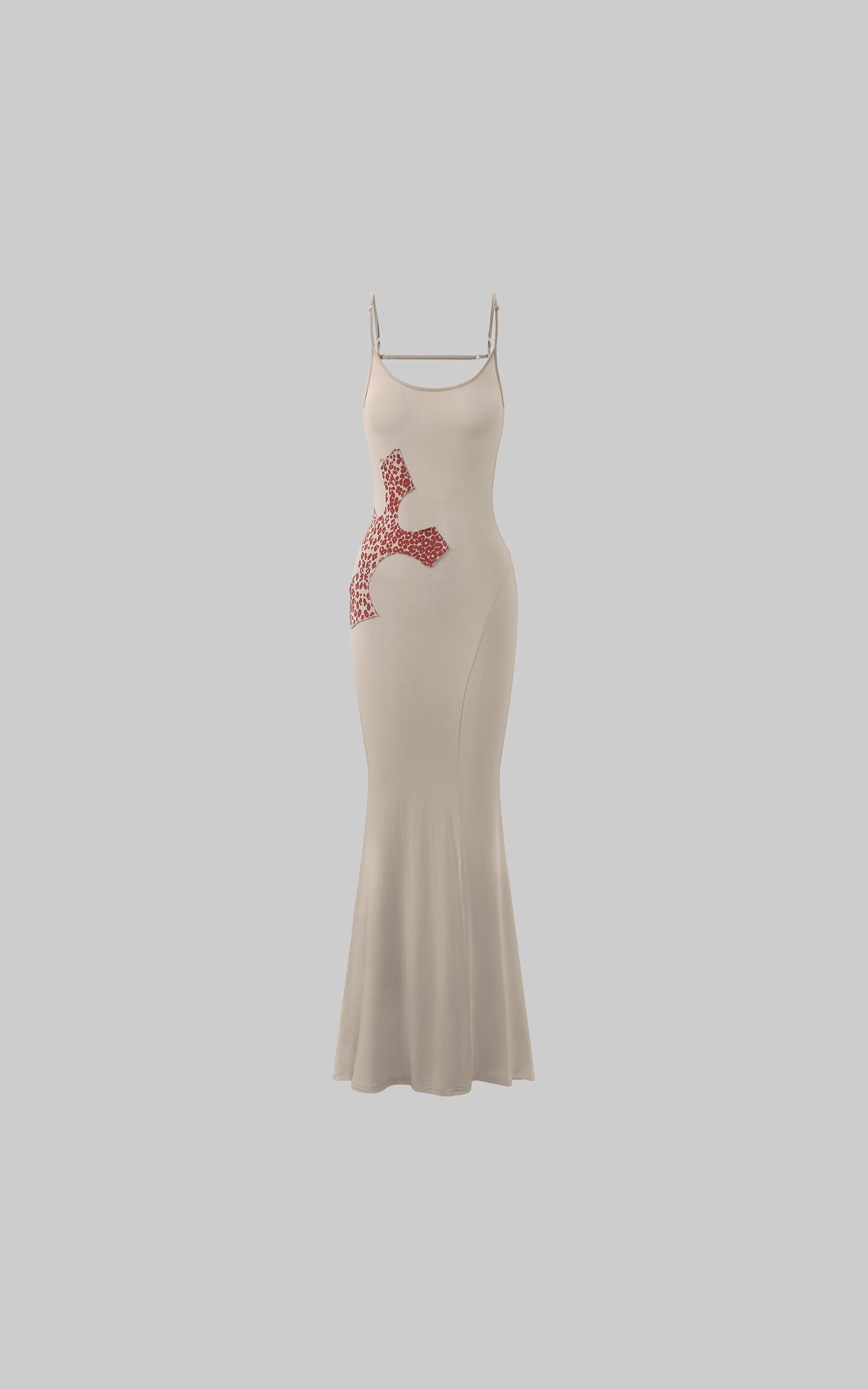 Leopard Appliqué Backless Maxi Dress