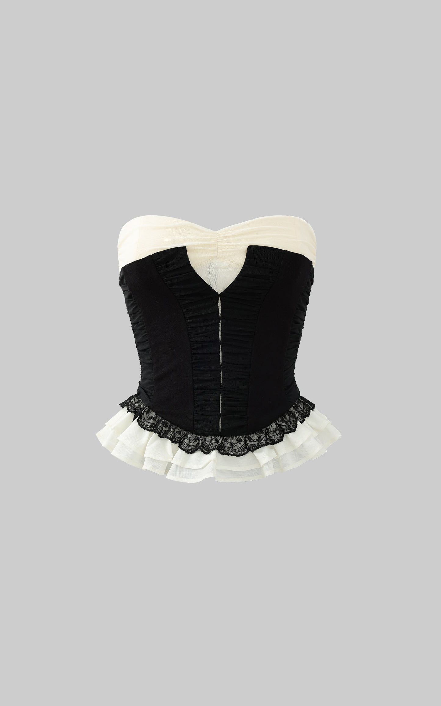 Ruffled Panel Bustier Top