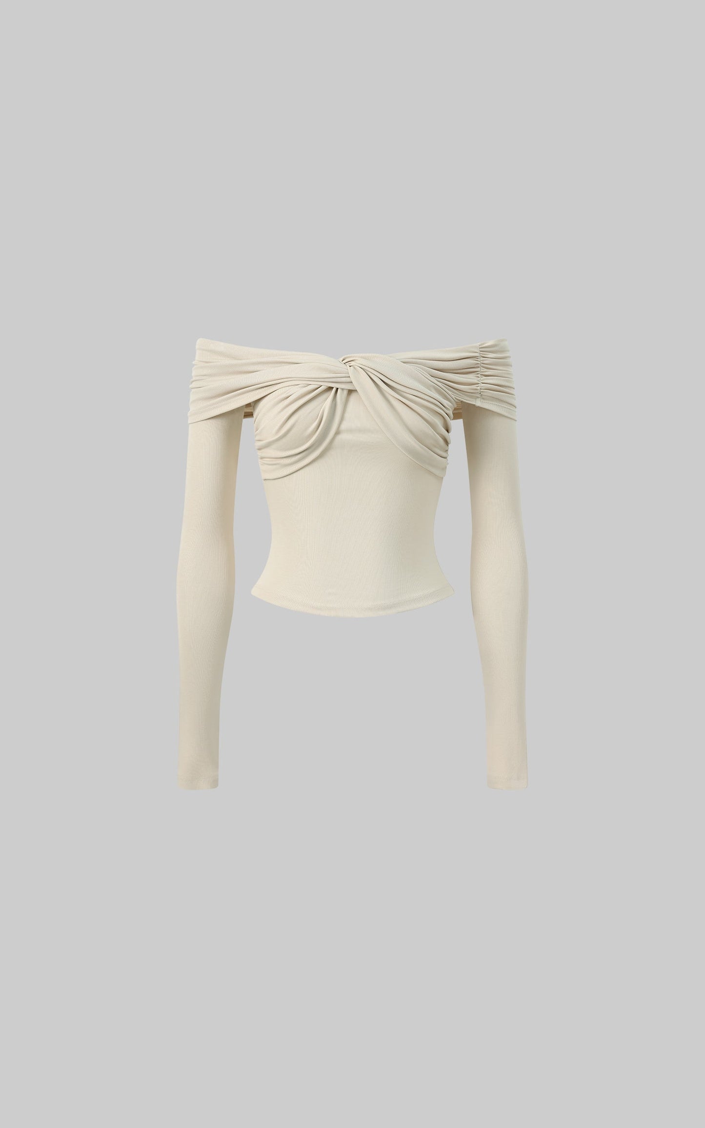 Twisted Off-Shoulder Ribbed Top