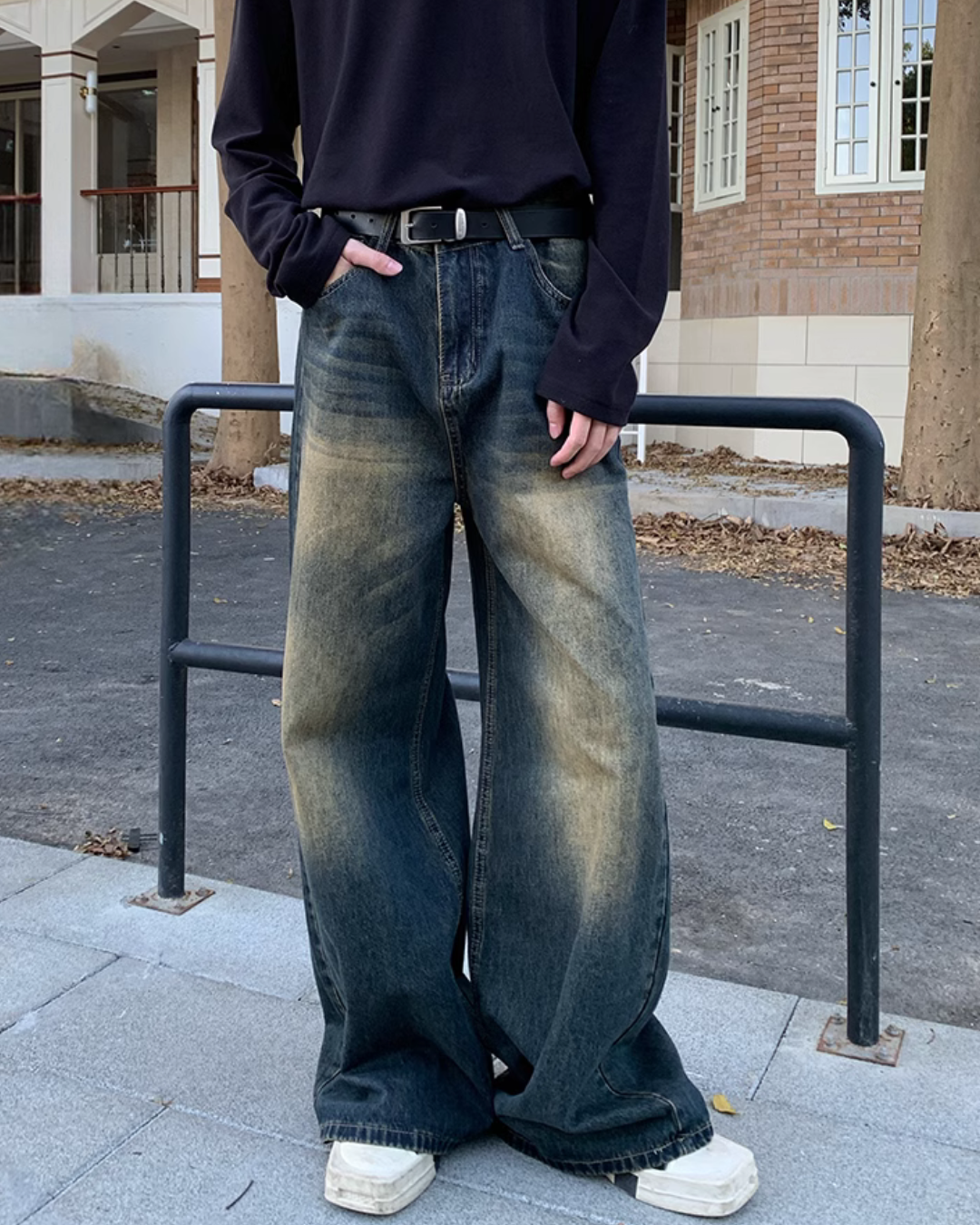 Vintage Washed Wide Denim Pants