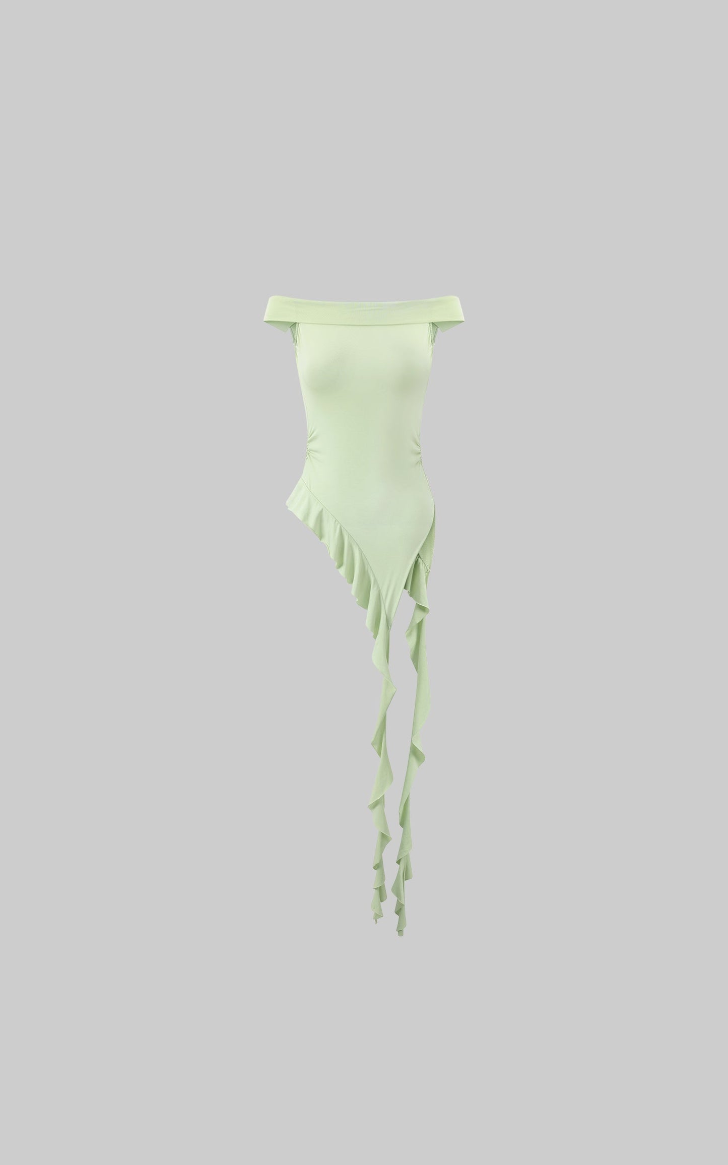 Asymmetric Off-Shoulder Top with Beaded Back Chain
