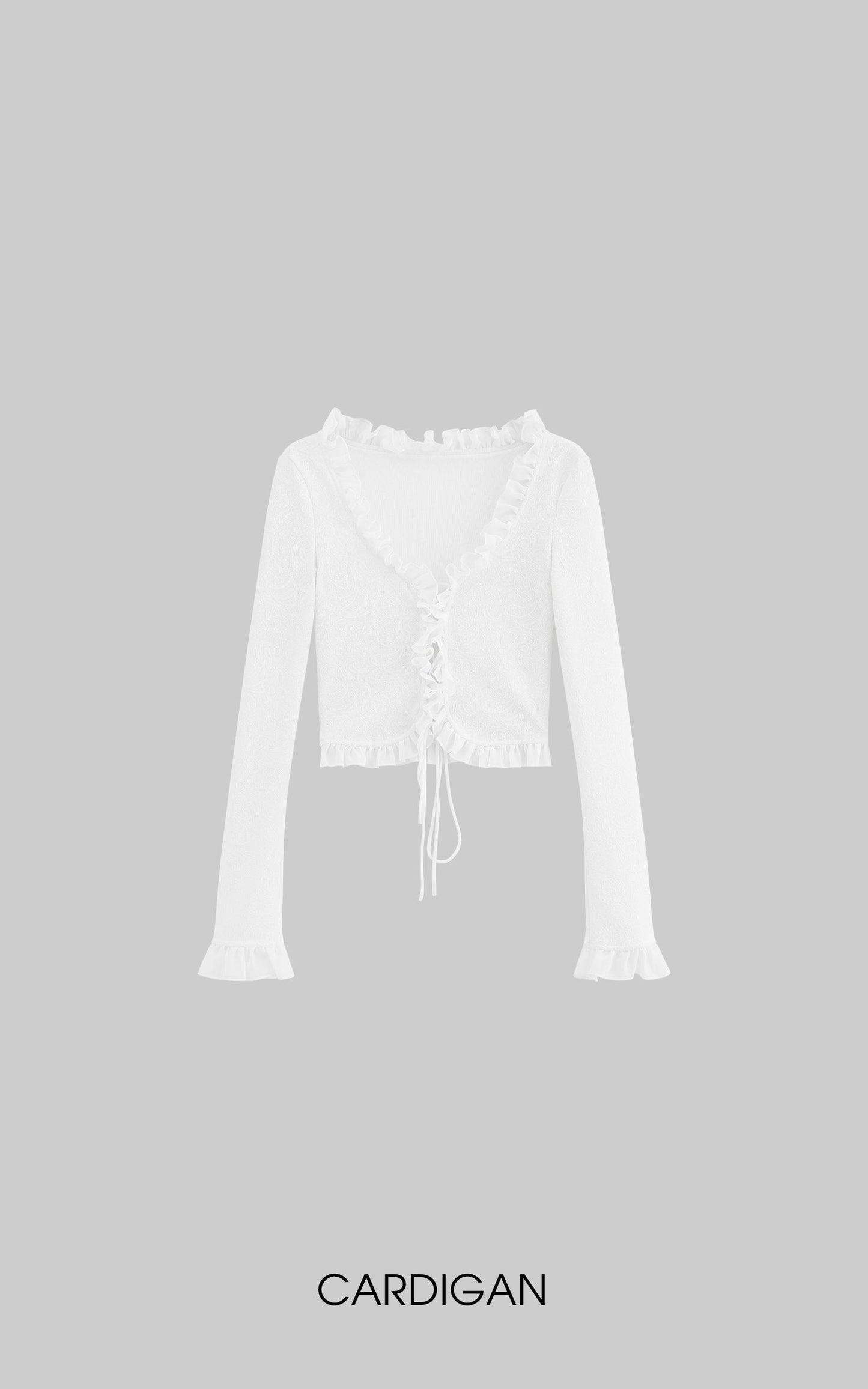 Rosette Lace-Up Cardigan & Ruffle Mini Skirt Set
