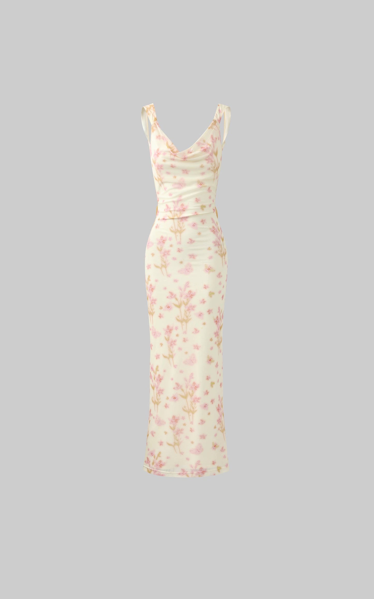 Bloom Mesh Maxi Dress with Bow Back