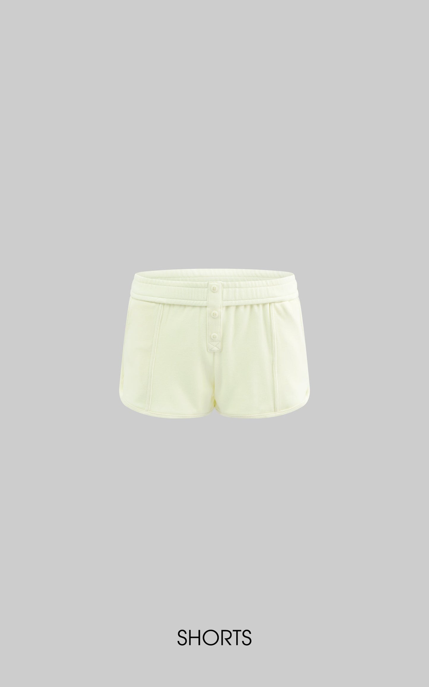 Cream Yellow Fitted Long-Sleeve Tee & Relaxed Shorts Set
