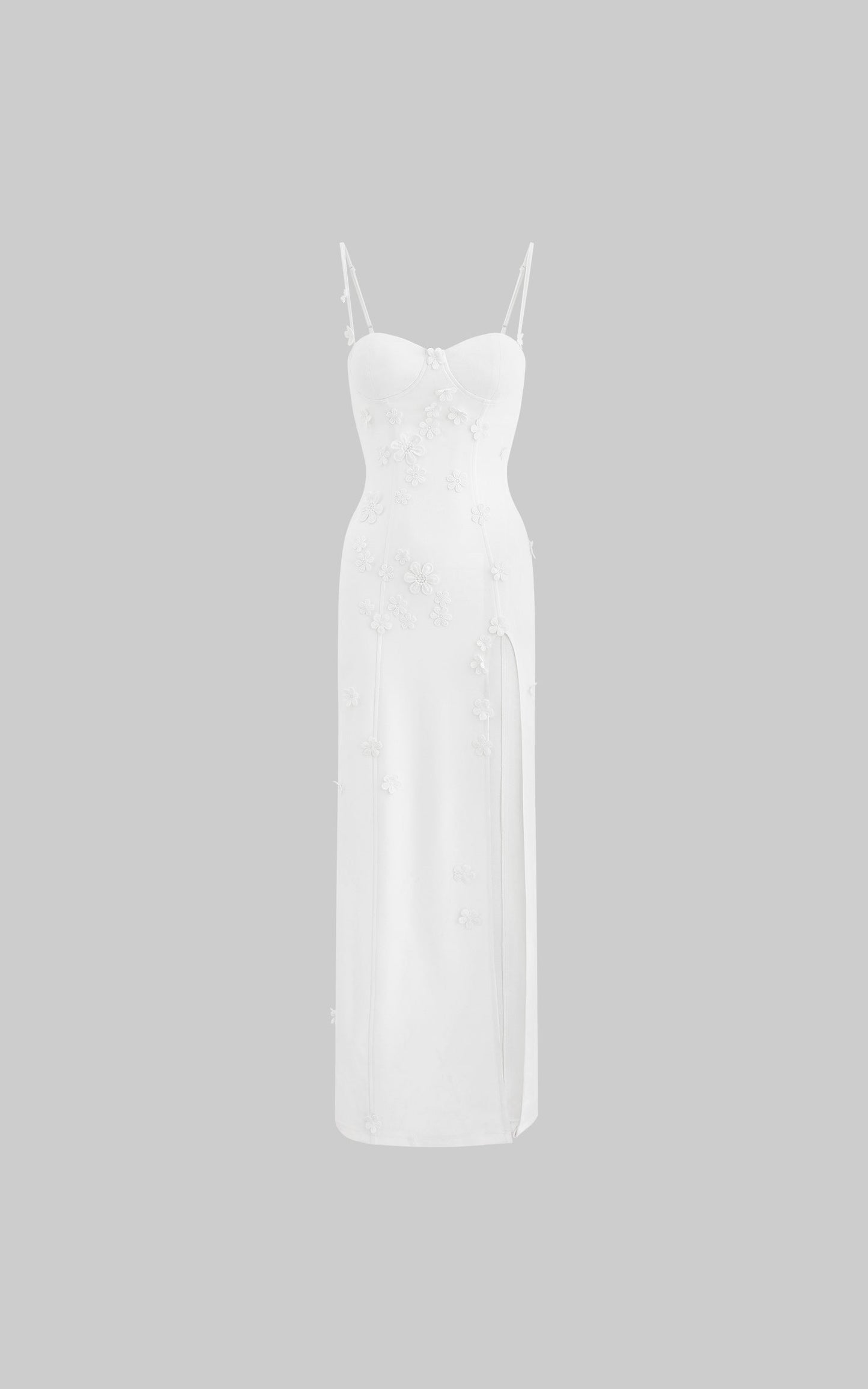 Floral Appliqué Split Maxi Dress