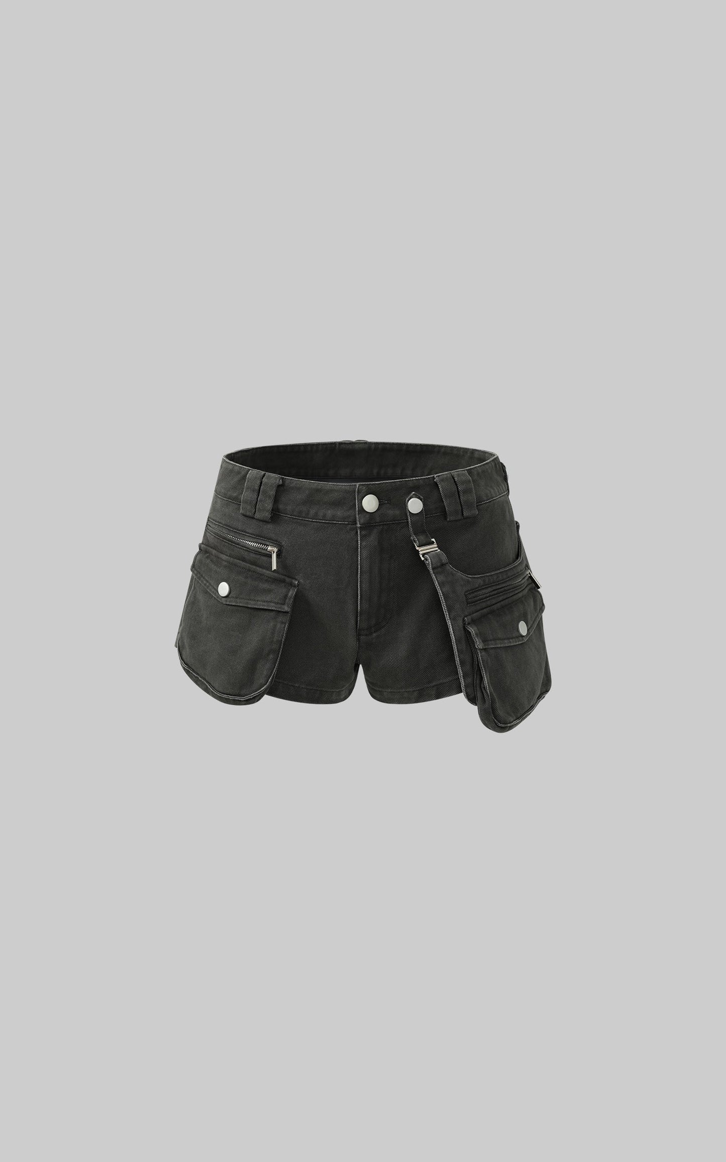 Multi-Pocket Utility Denim Shorts