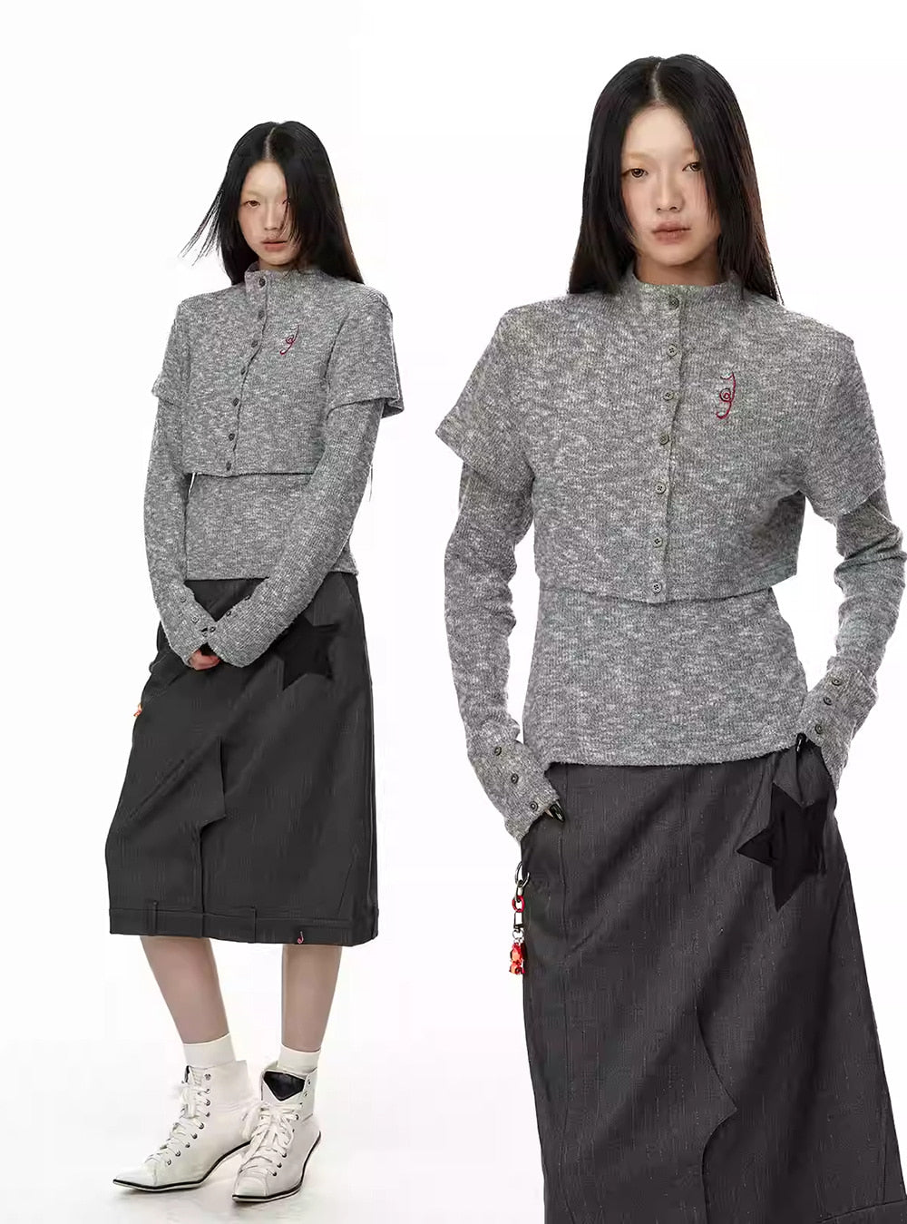 Two-Piece Vintage Knit Cardigan