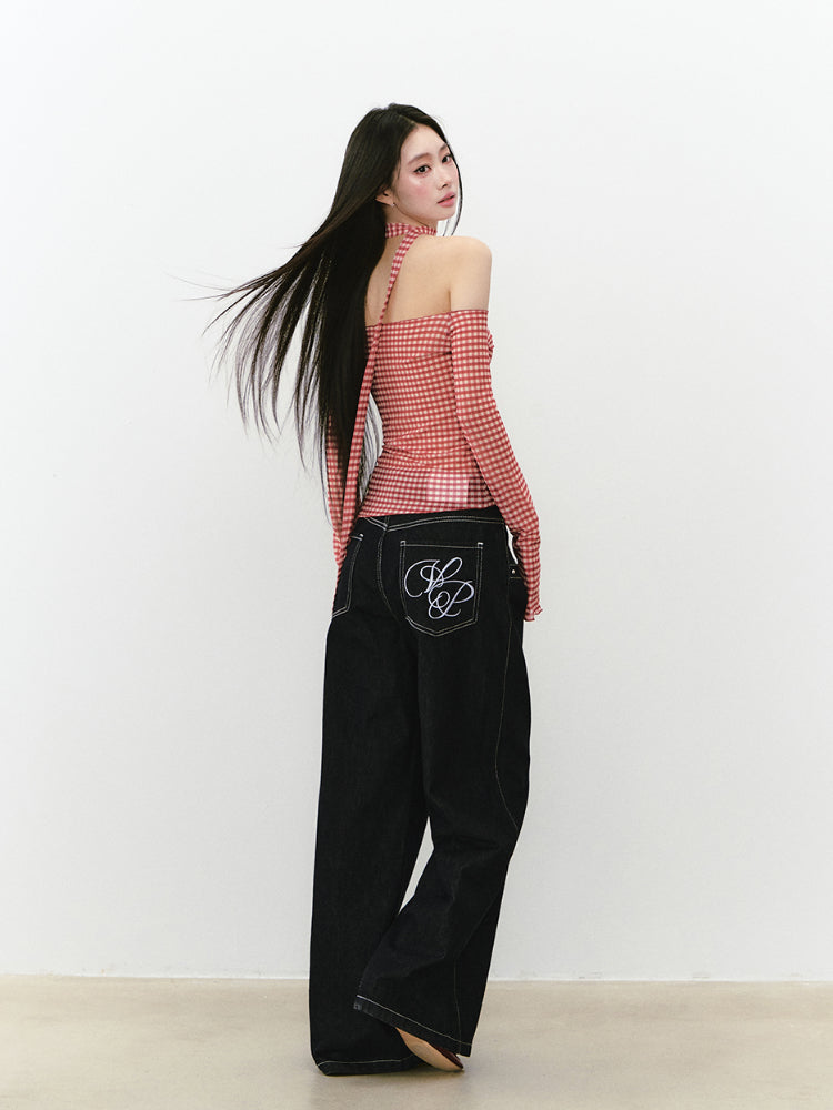 Irregular Wide-Leg Denim Pants