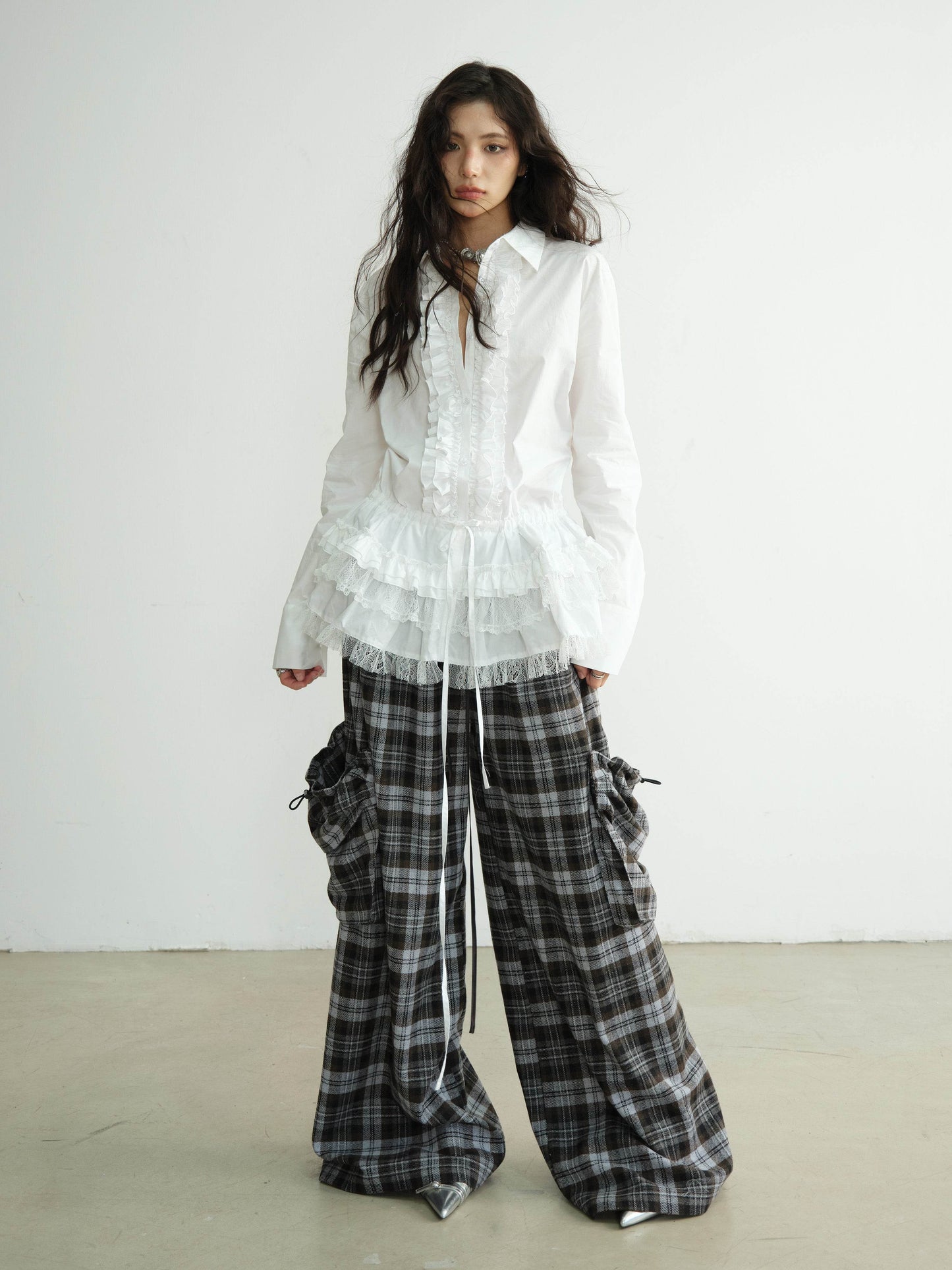 Plaid Double Waist Wide-Leg Pants - My Store