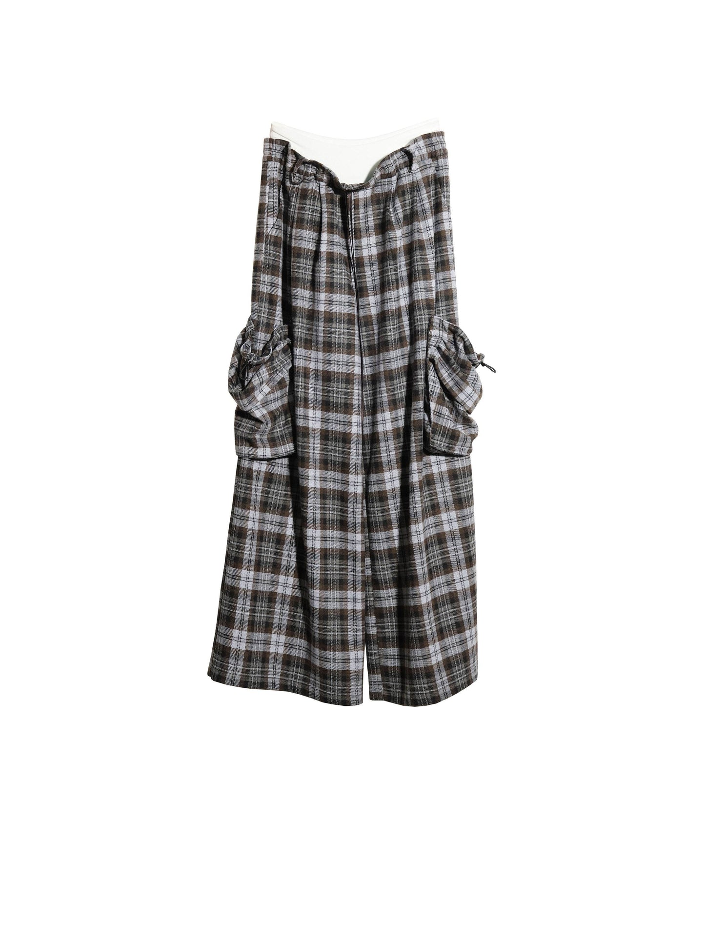 Plaid Double Waist Wide-Leg Pants - My Store