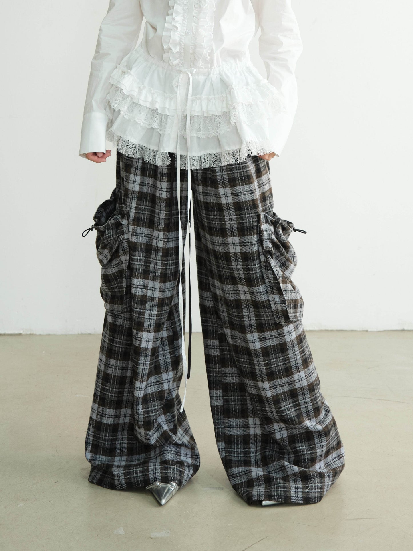 Plaid Double Waist Wide-Leg Pants - My Store