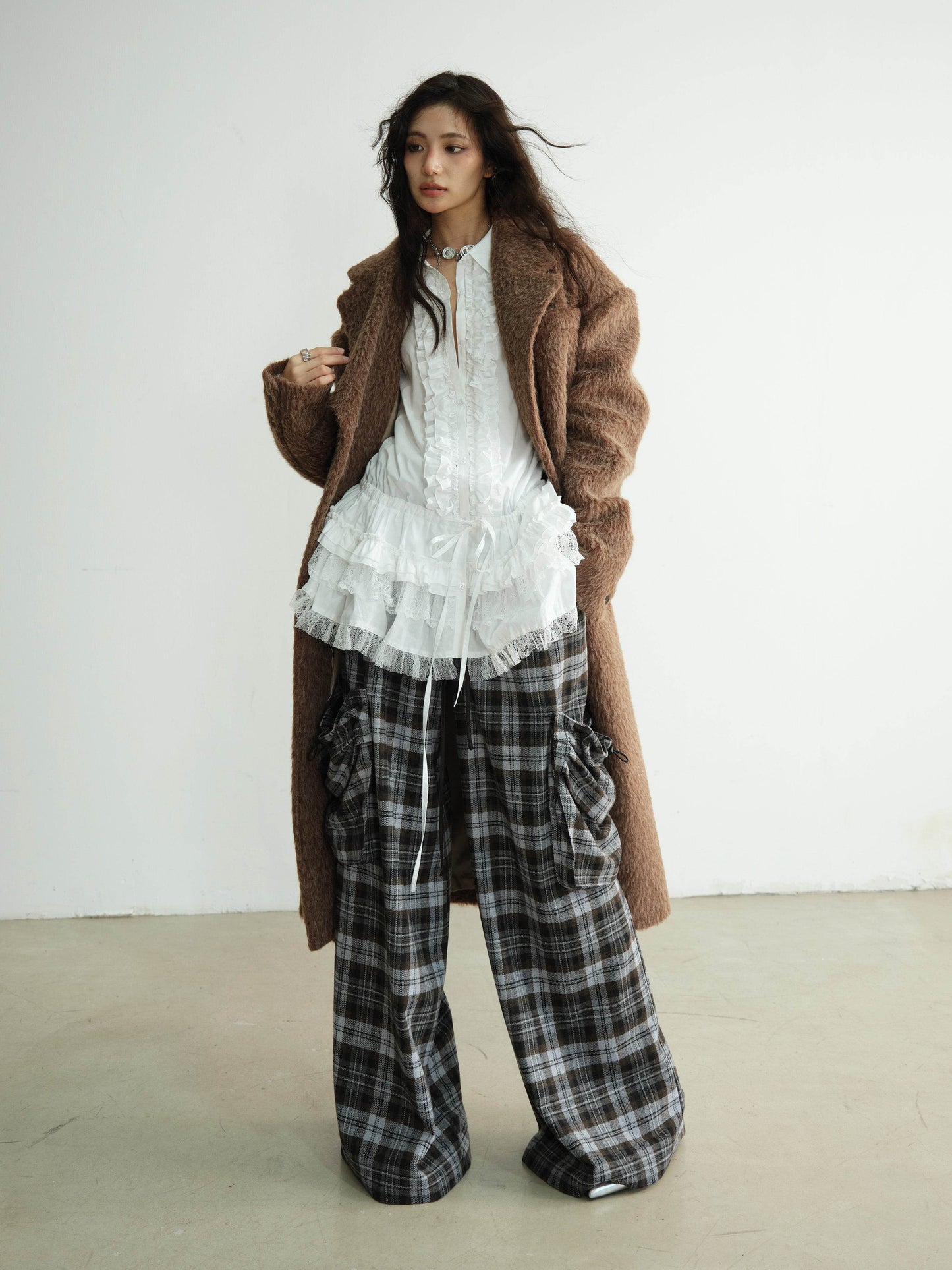 Plaid Double Waist Wide-Leg Pants - My Store