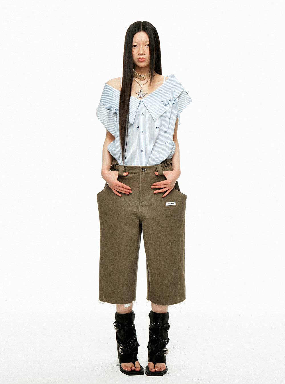 Straight Wide Cut Denim Pants