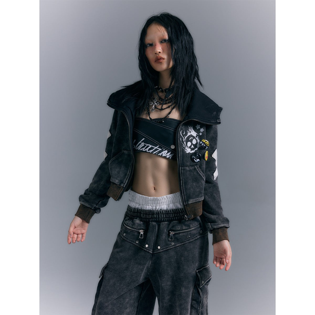 プリントフード付きセータージャケット