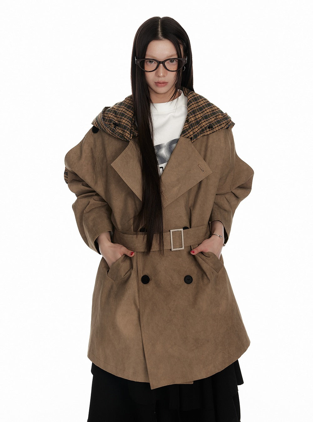Modern Checkered Workwear Hood Jacket