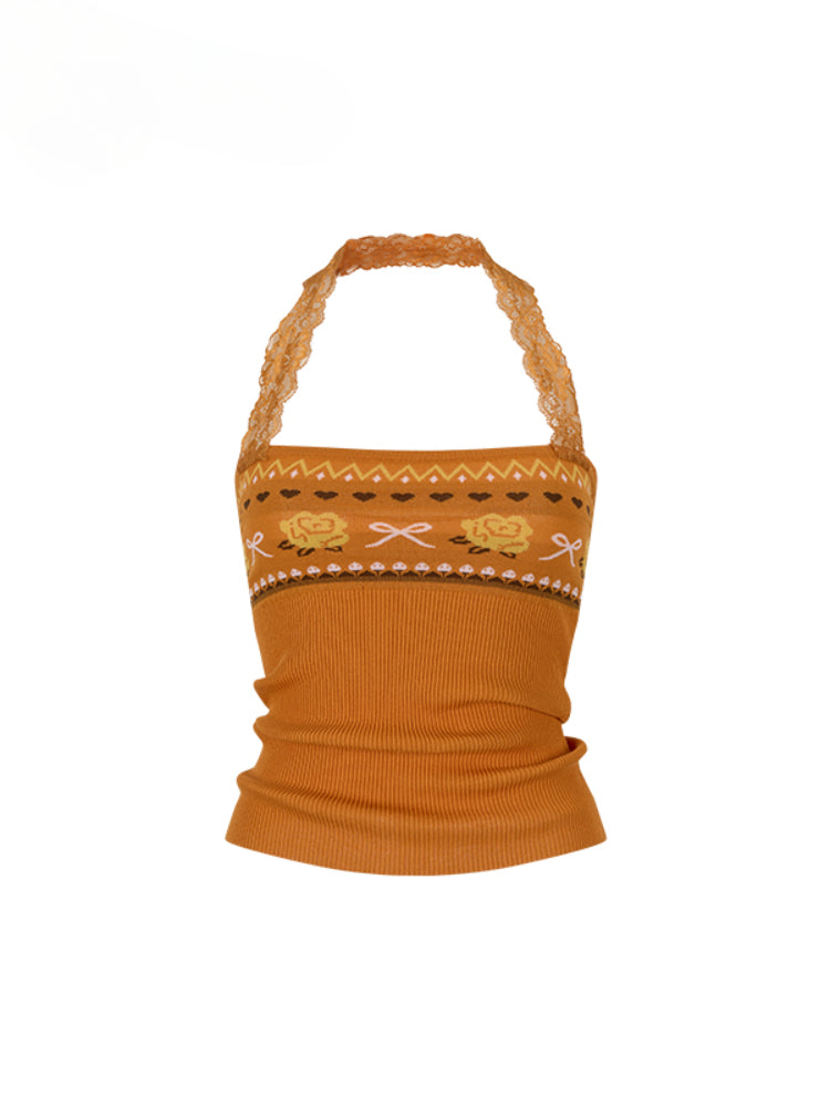 Flower Choker Halter Top