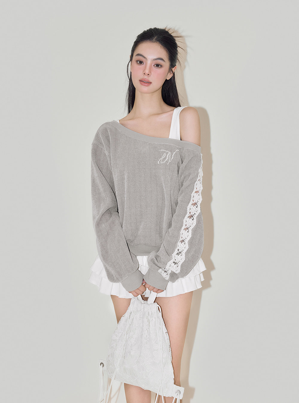 Lace Chenille Hollow Long-Sleeved Top