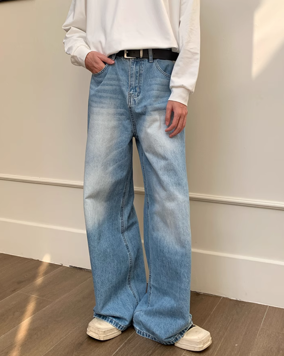 Vintage Washed Wide Denim Pants