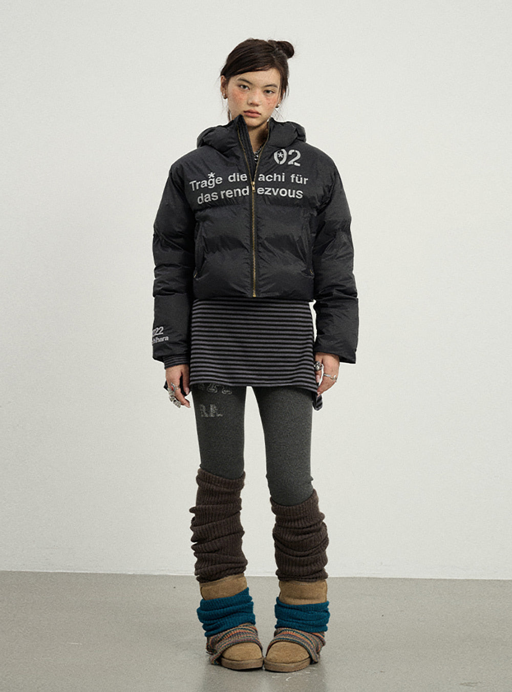 Black & White Cotton Padded Jacket (2color)