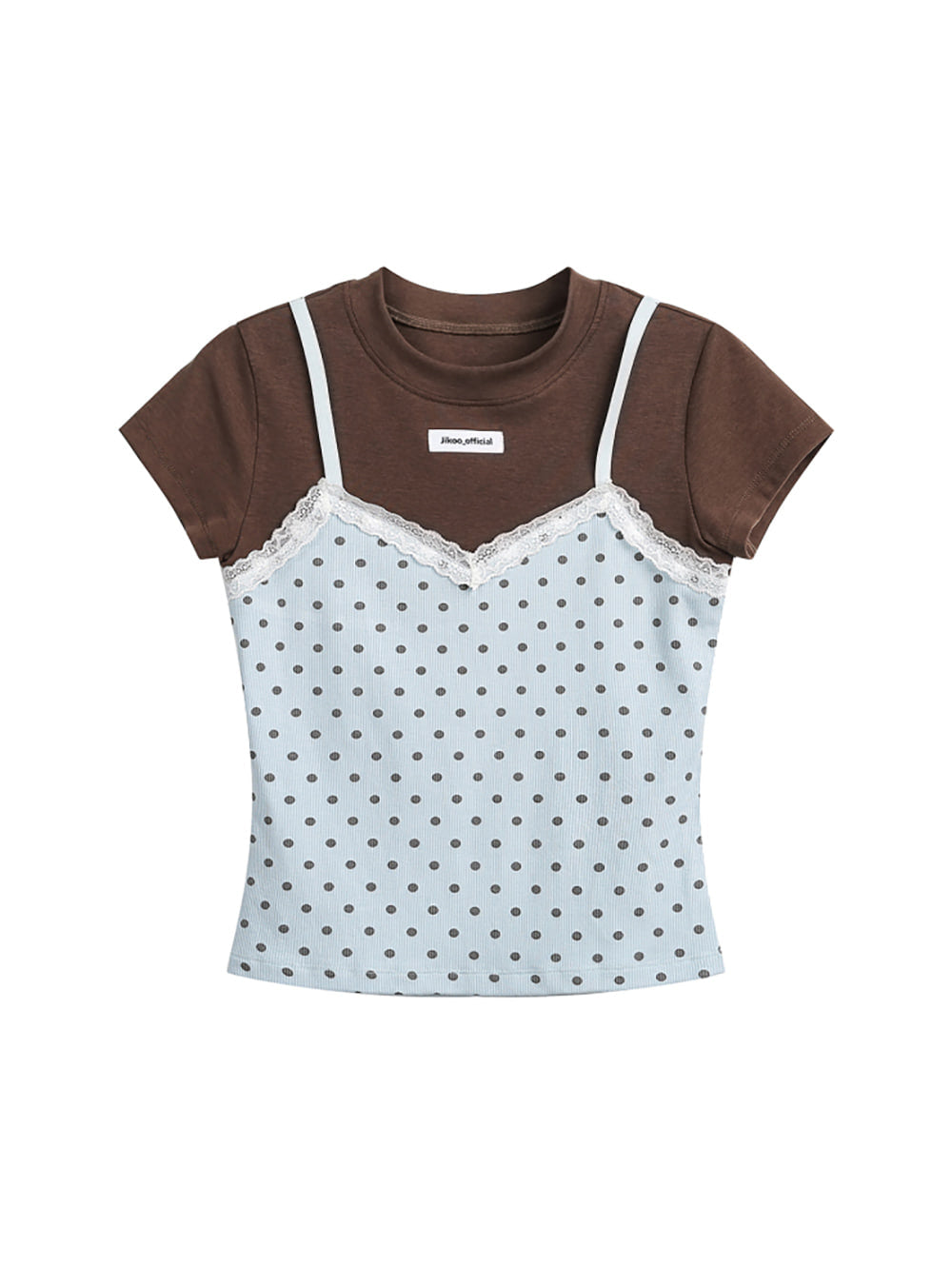 Dot Lace Layered Two-Piece T-Shirt
