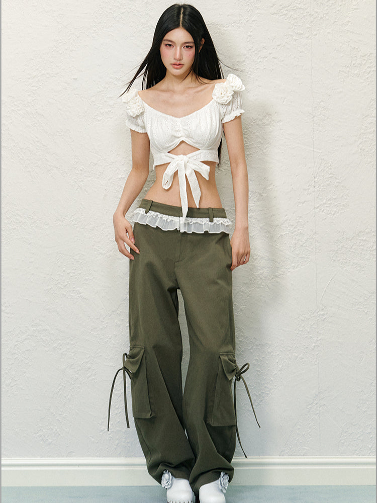 Flower Criss Cross Crop Top